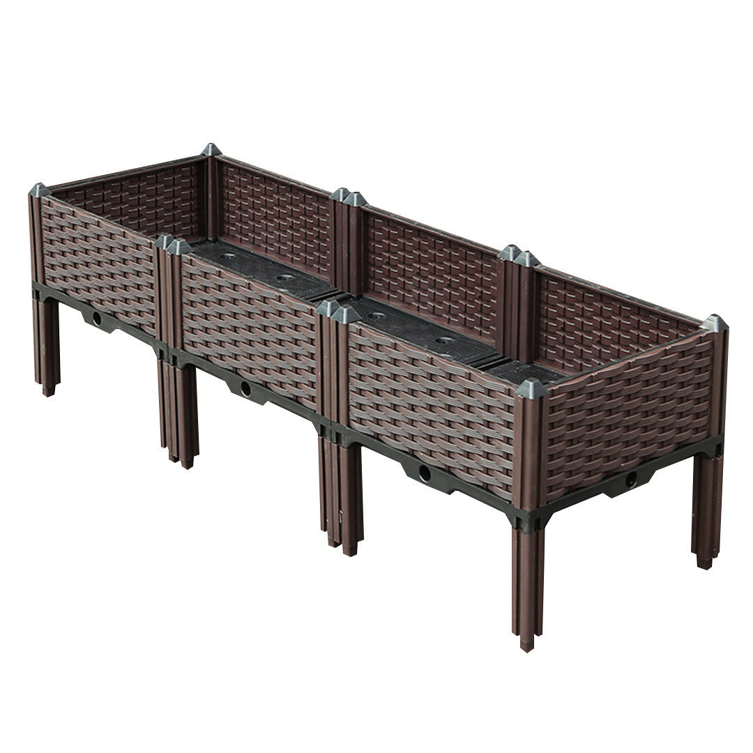 47" X 16" Dark Brown Heavy Duty Plastic Rectangular Self Watering Raised Garden Bed