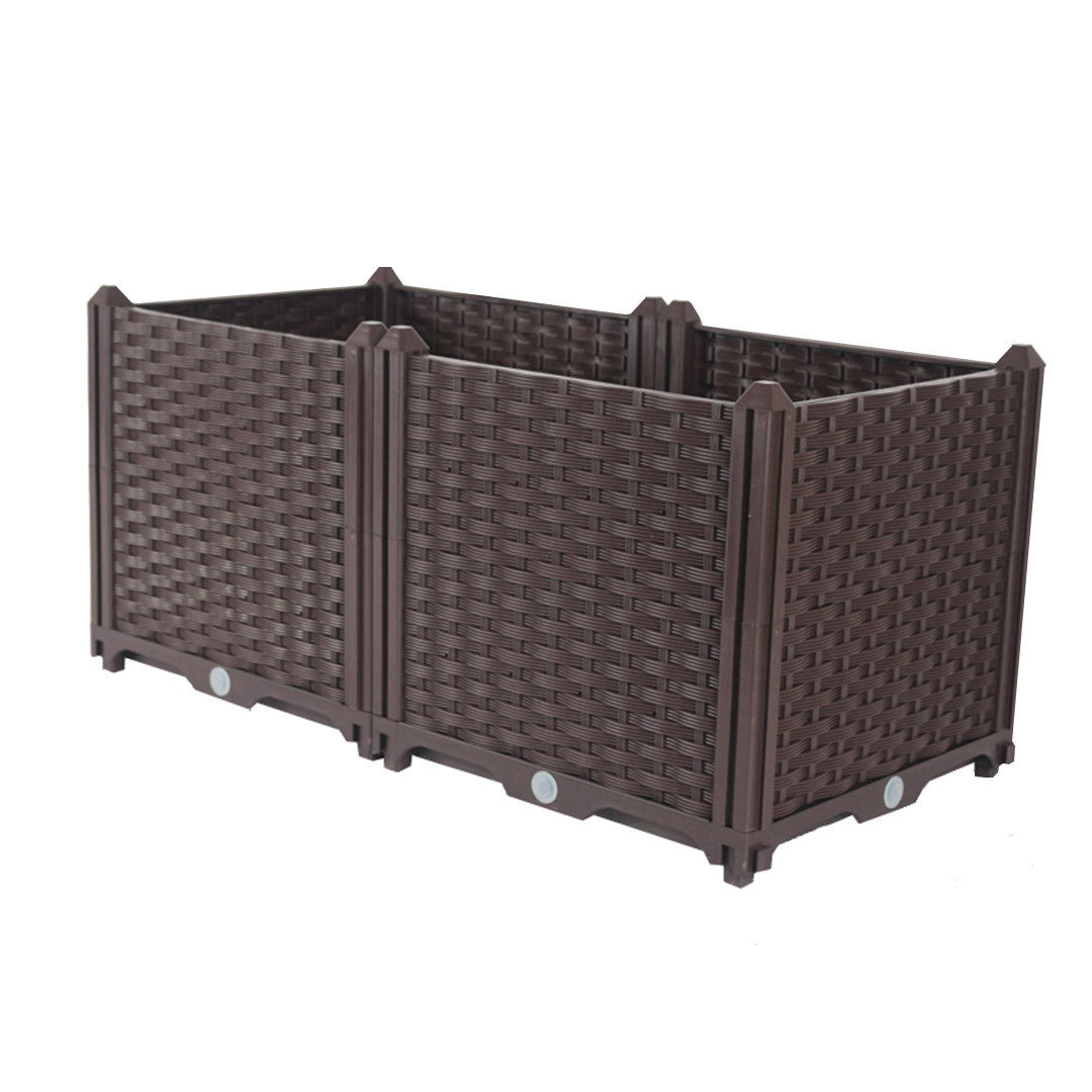 32" X 16" Dark Brown Heavy Duty Plastic Rectangular Self Watering Planter Box