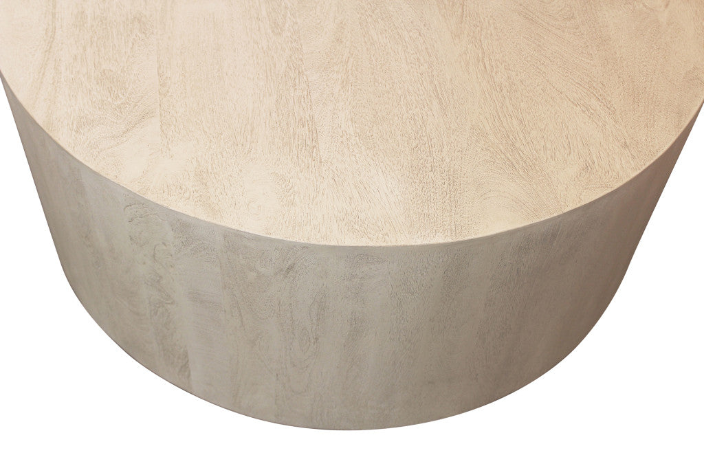 36" Natural Solid Wood Round Distressed Coffee Table