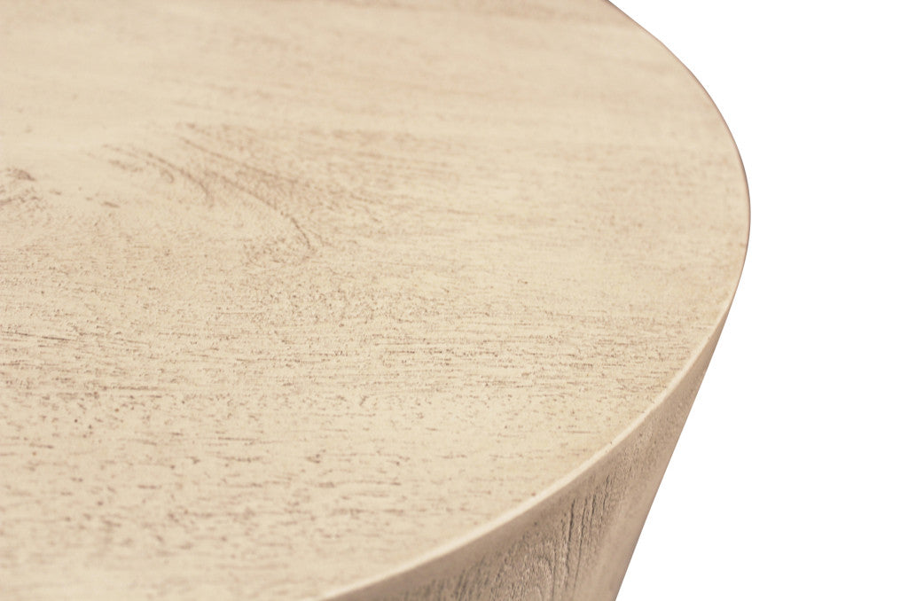 36" Natural Solid Wood Round Distressed Coffee Table