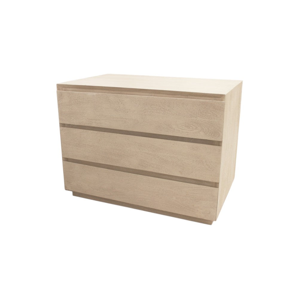 24" Natural Solid Wood Three Drawer Nightstand