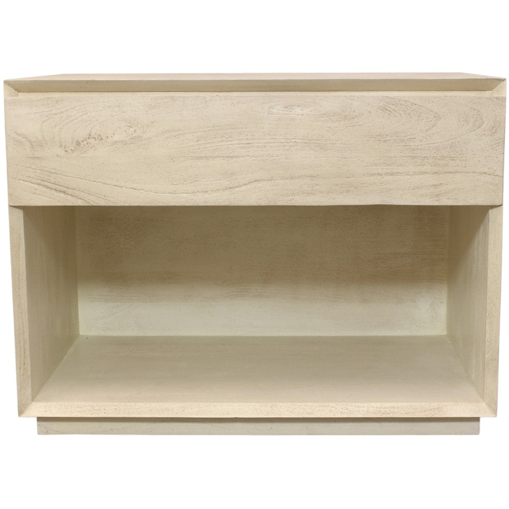 24" Natural Solid Wood One Drawer Nightstand