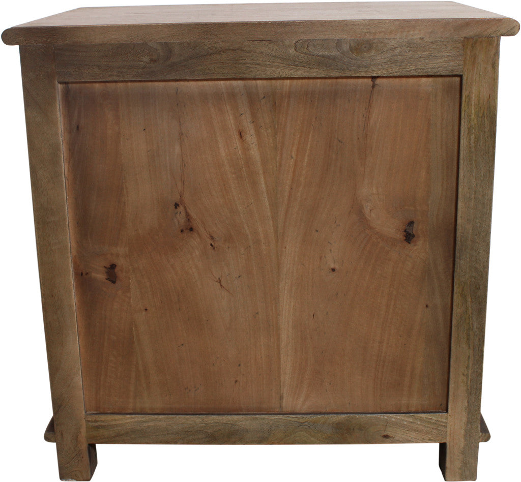 28" Distressed Brown Three Drawer Solid Wood Nightstand