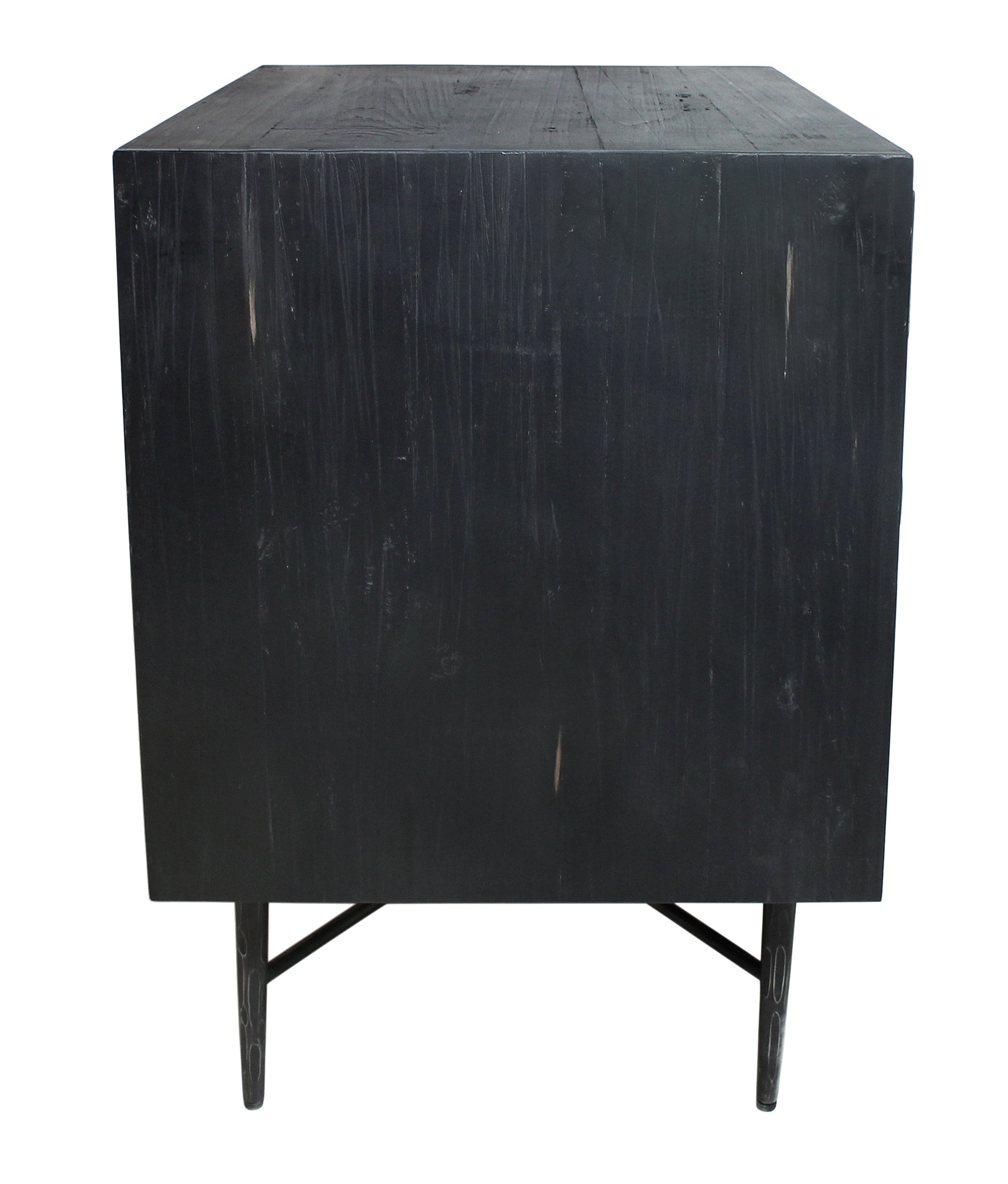28" Distressed Black Two Drawer Solid Wood Nightstand