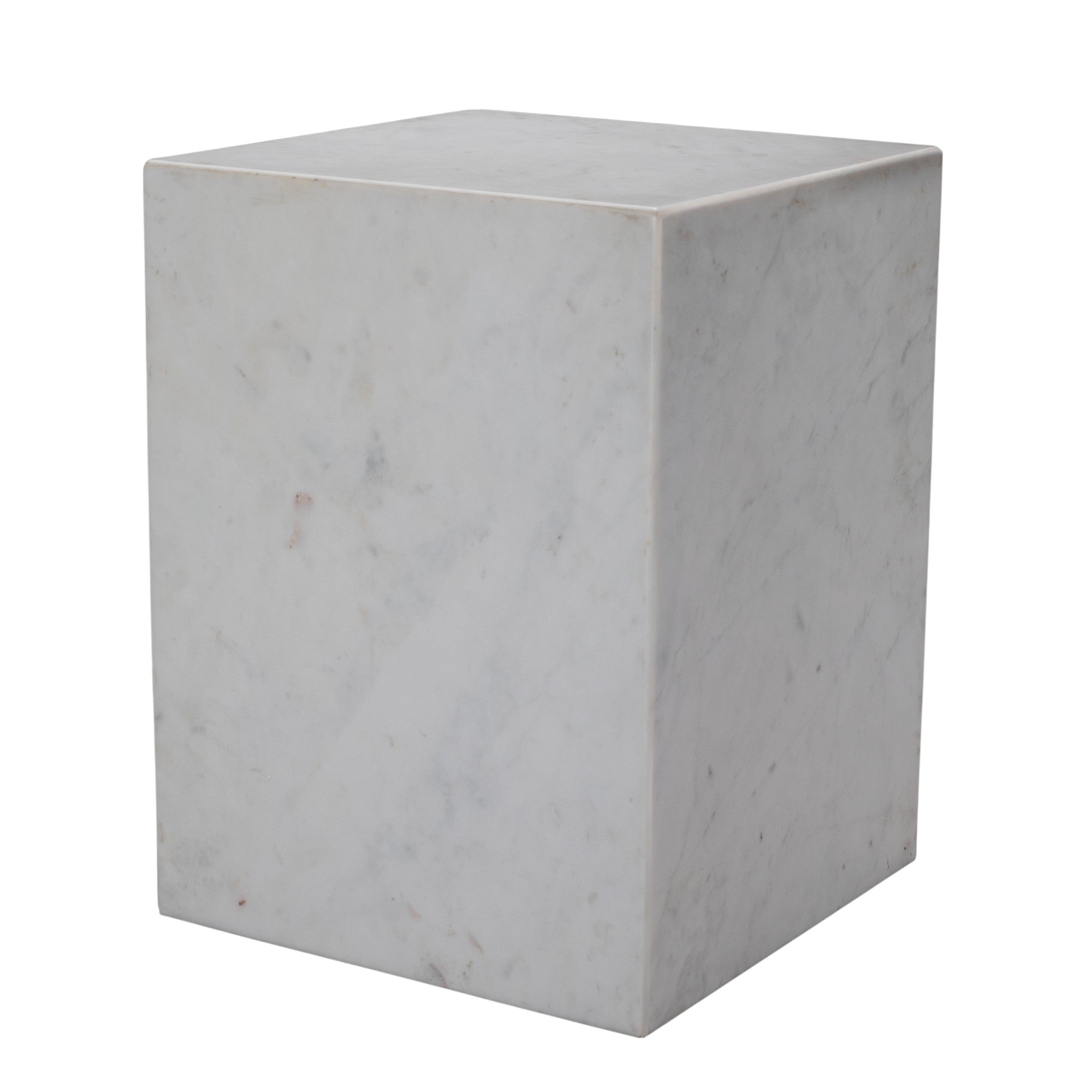 20" White Marble Square Block End Table