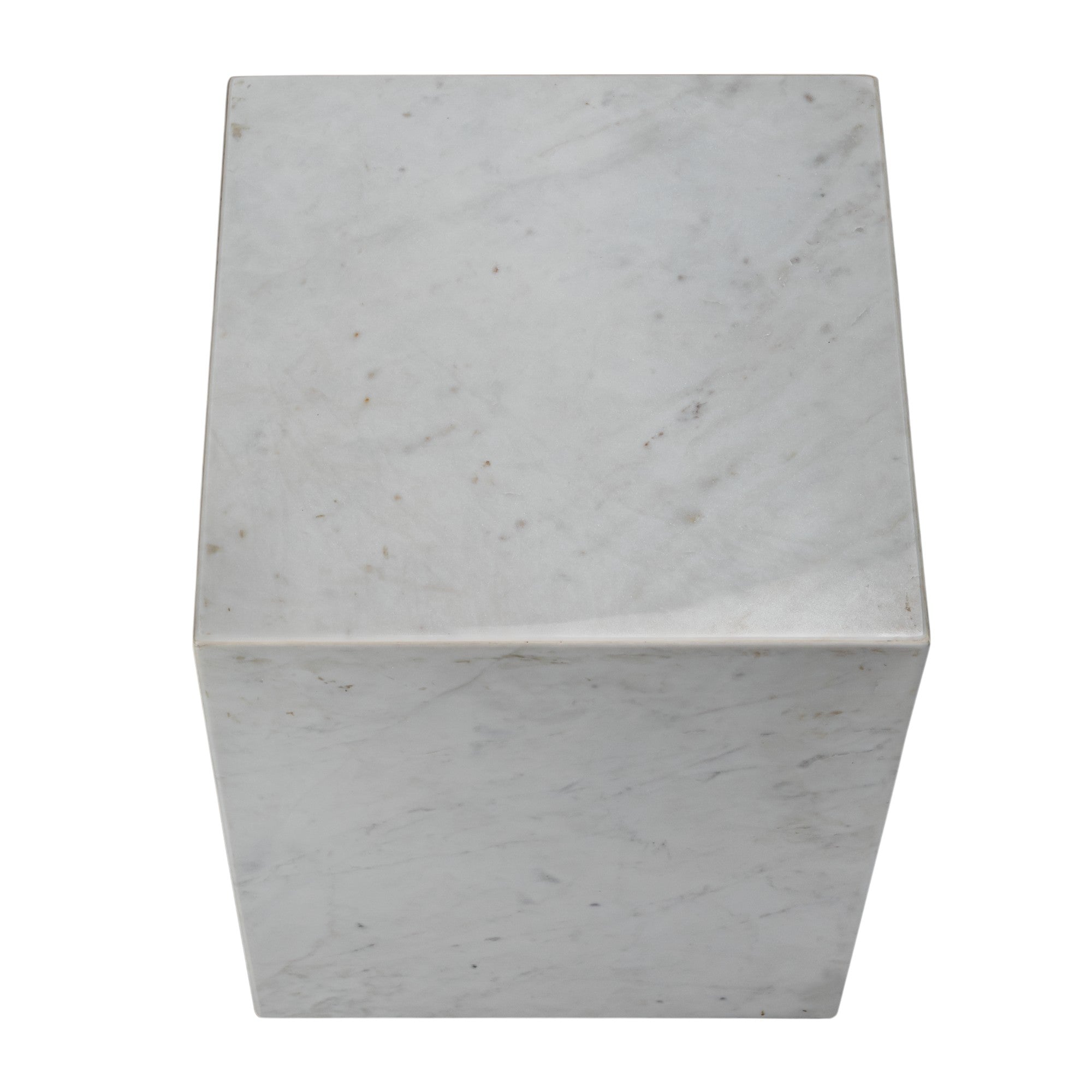 20" White Marble Square Block End Table