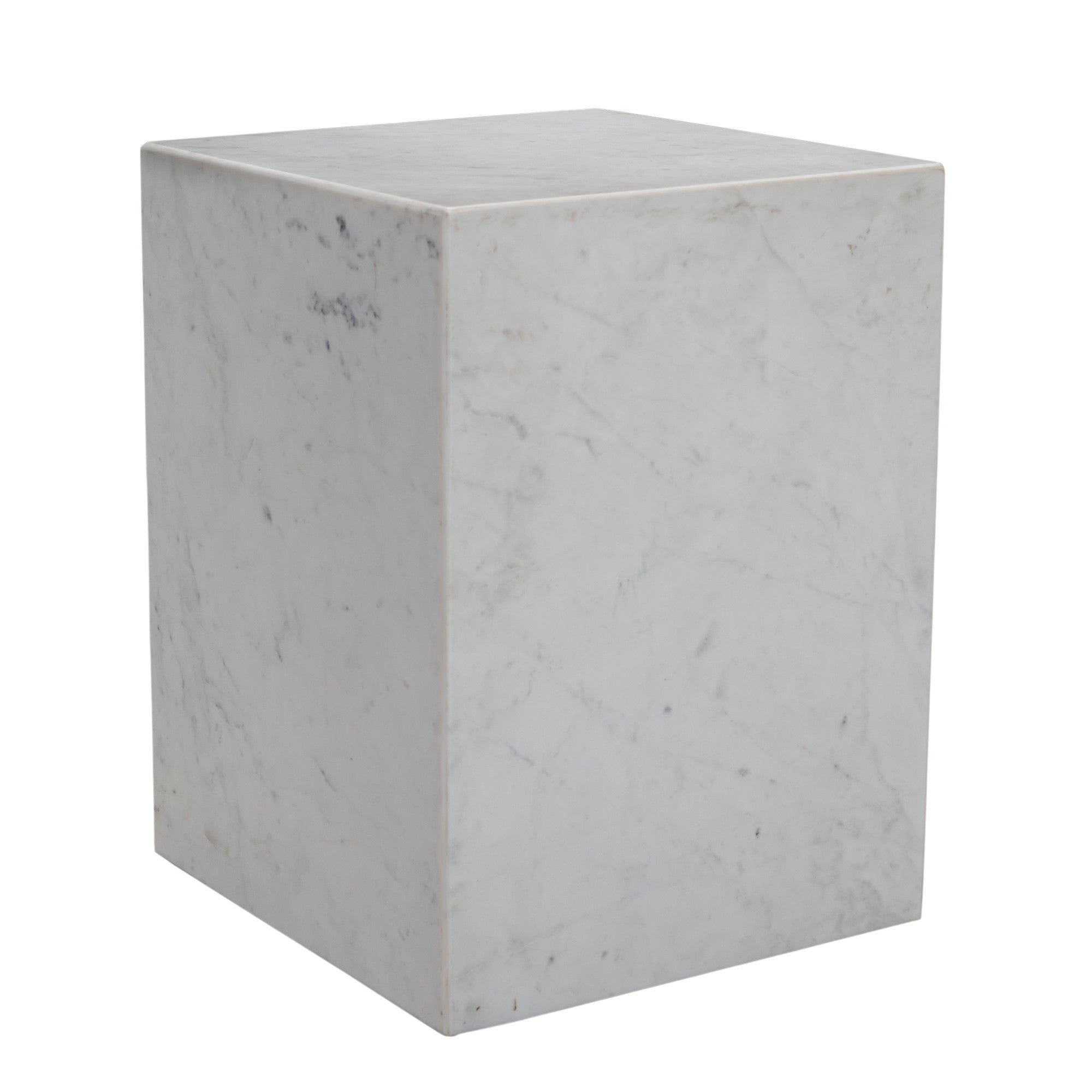 20" White Marble Square Block End Table