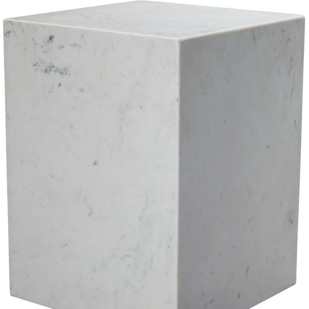 20" White Marble Square Block End Table