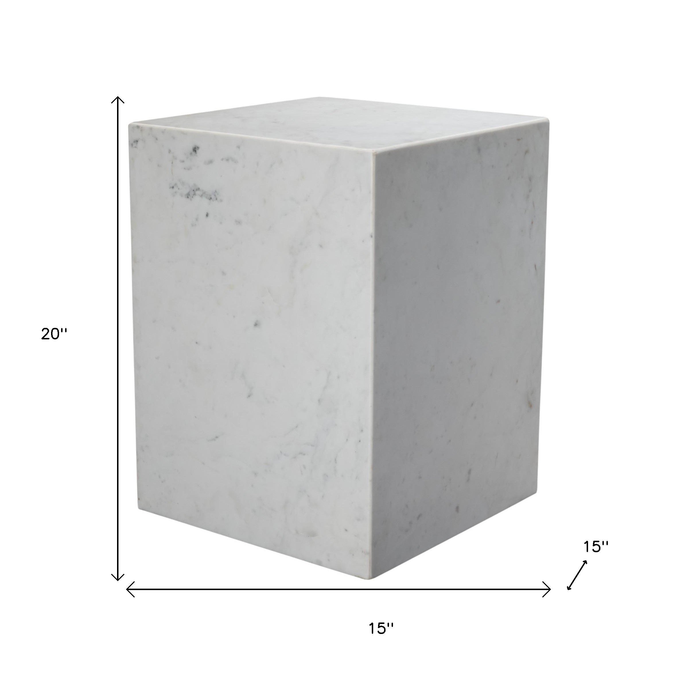 20" White Marble Square Block End Table