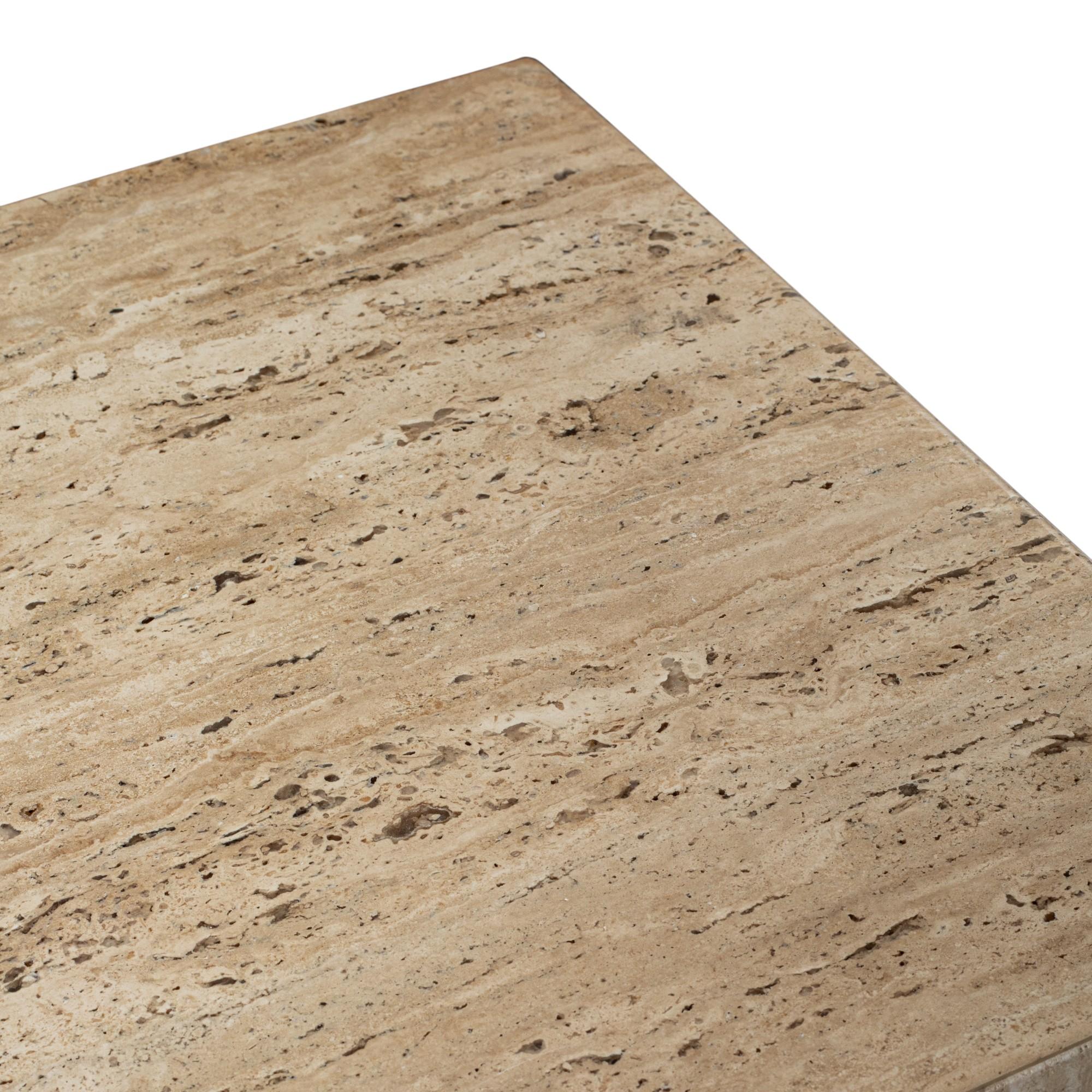 20" Beige Marble Square Block End Table