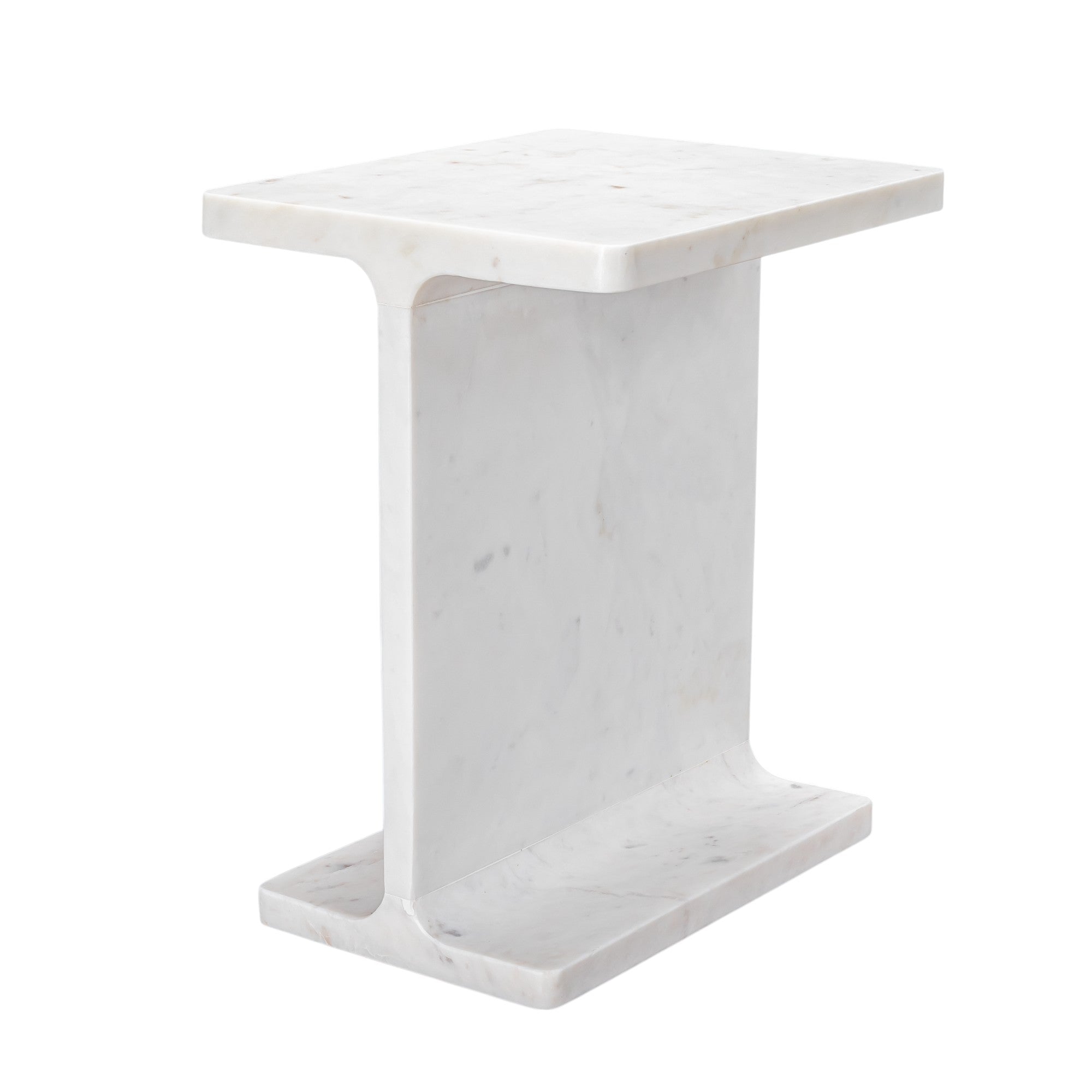 22" White Marble Pedestal End Table