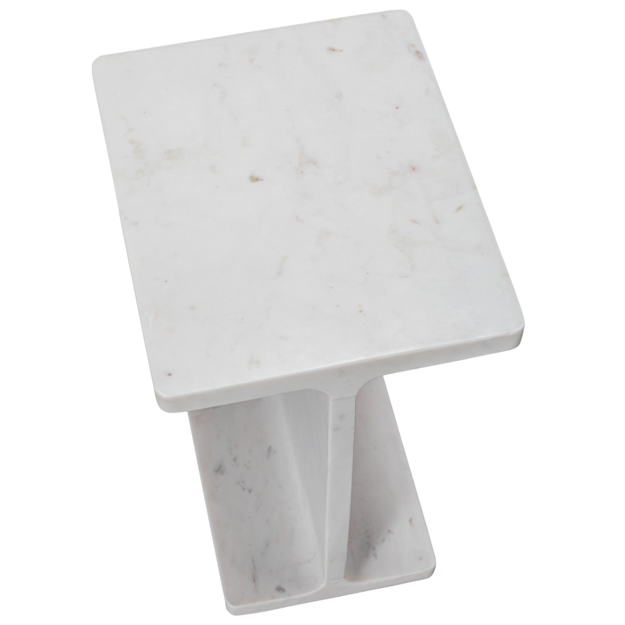 22" White Marble Pedestal End Table