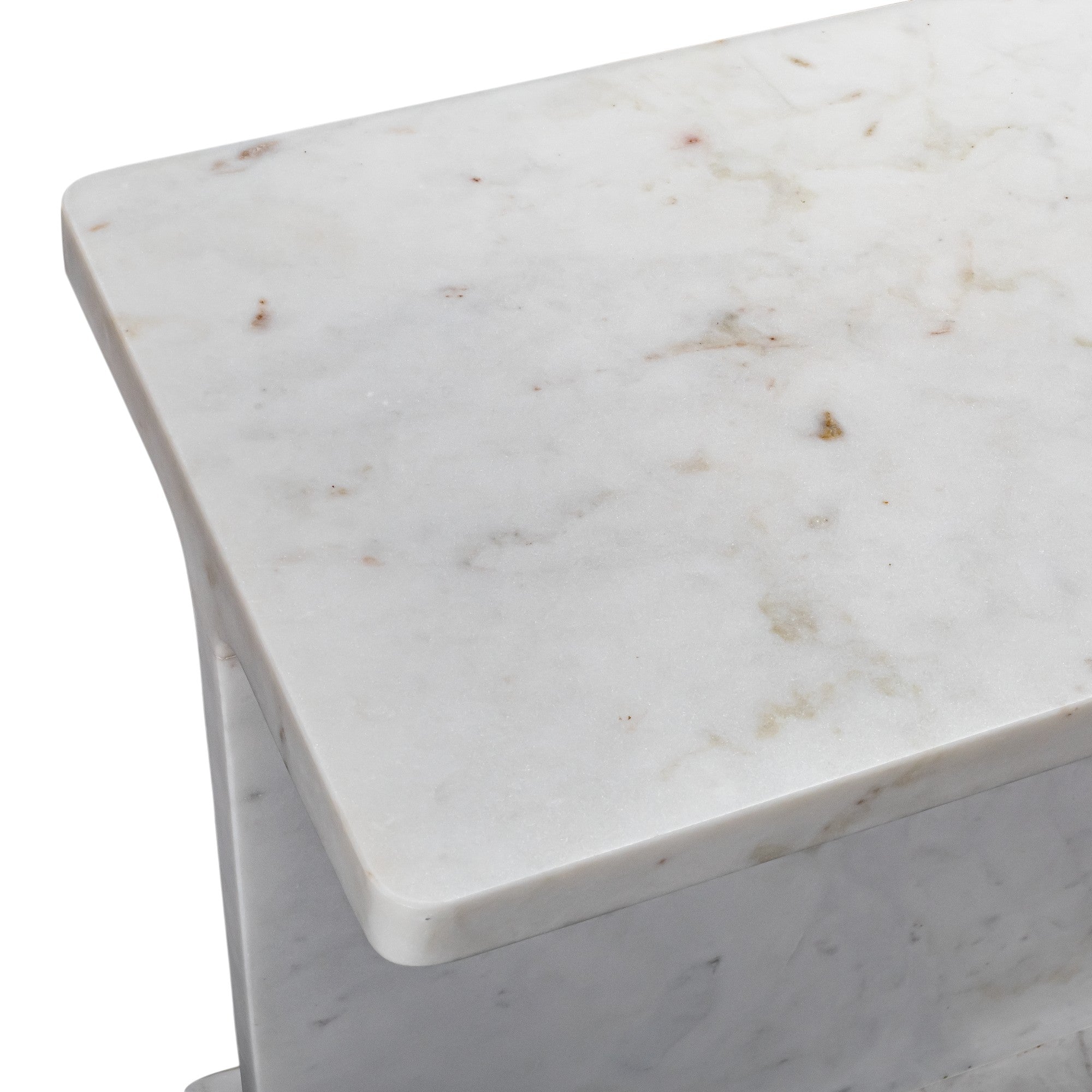 22" White Marble Pedestal End Table