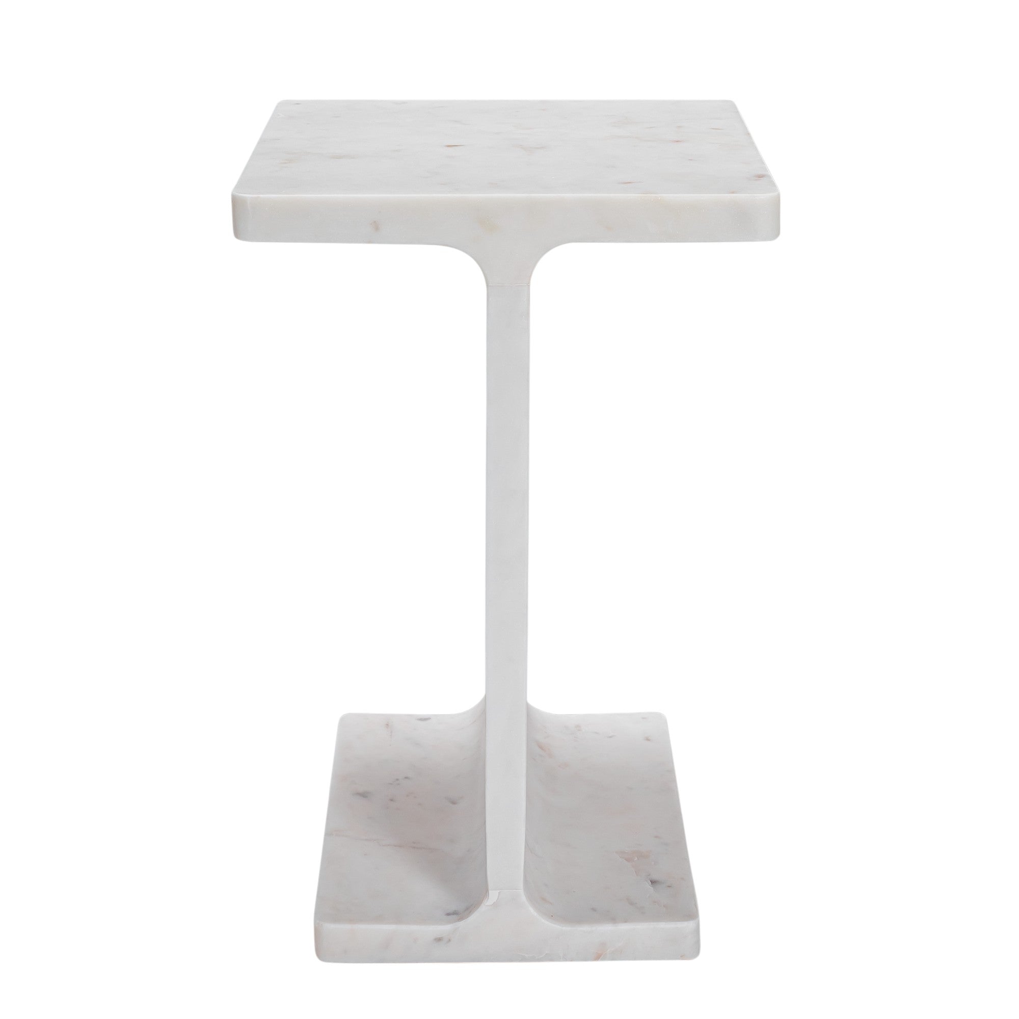 22" White Marble Pedestal End Table