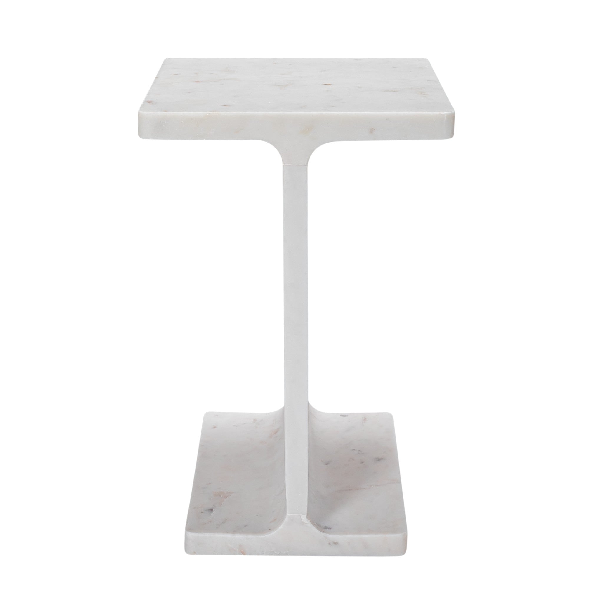 22" White Marble Pedestal End Table