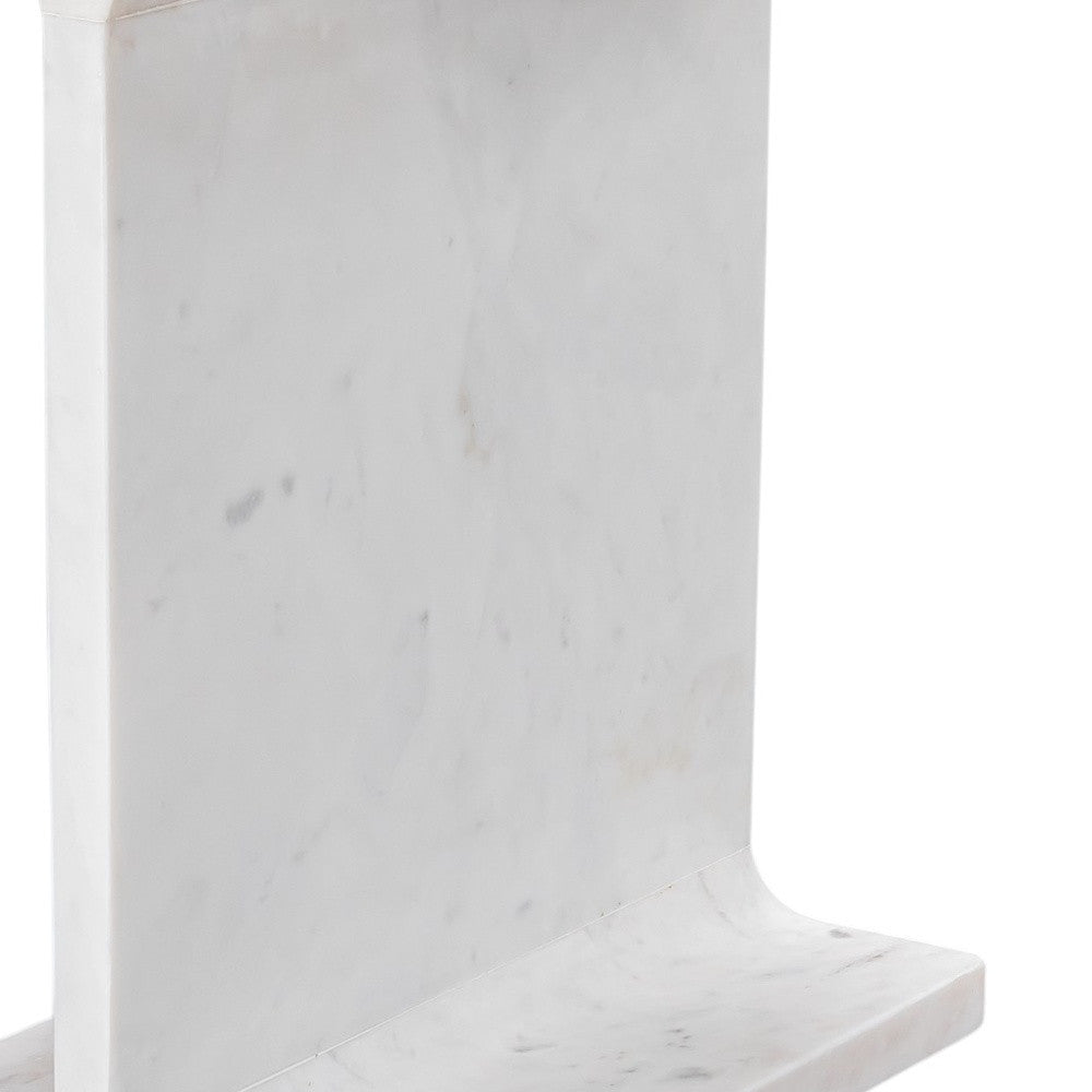 22" White Marble Pedestal End Table