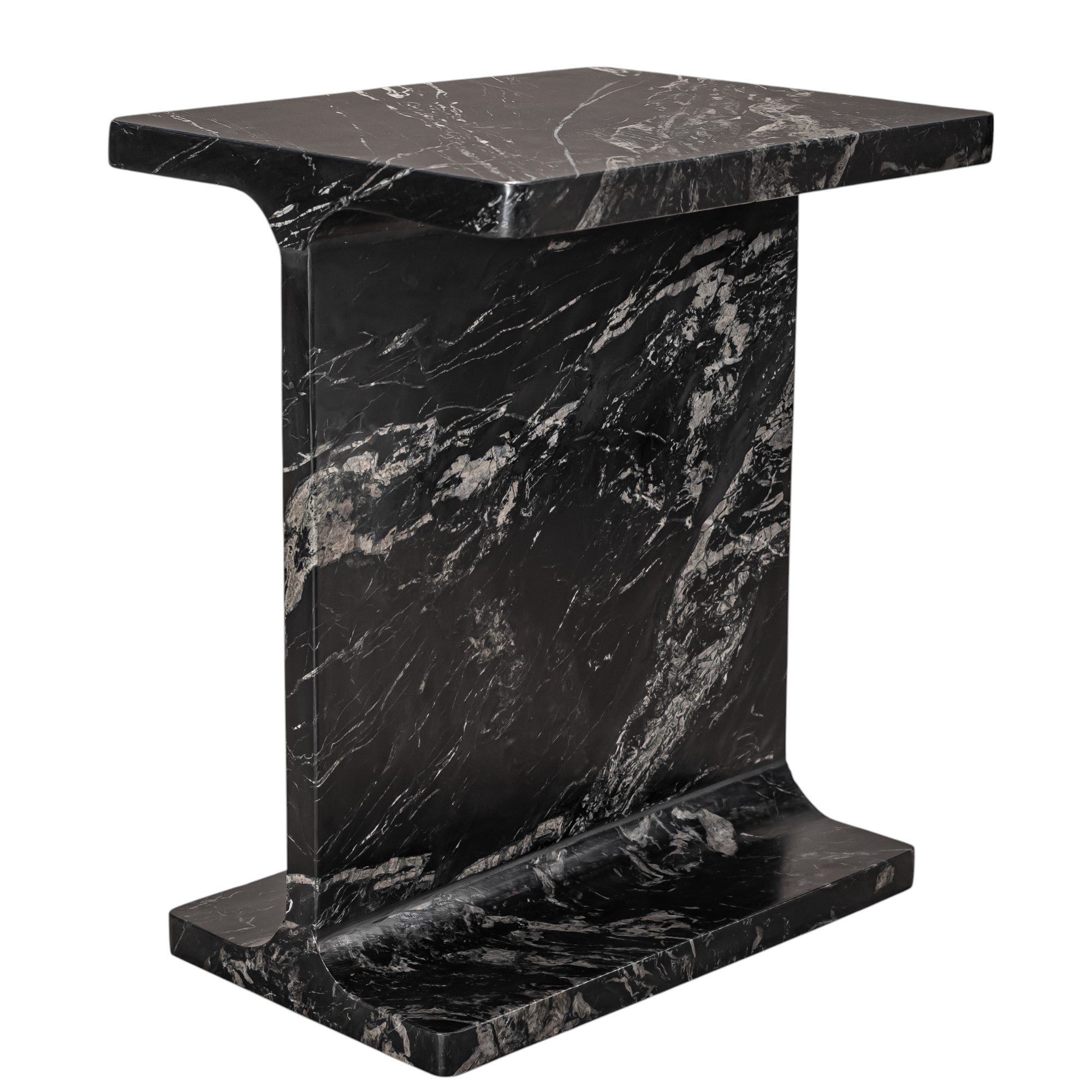20" Black Marble Pedestal End Table