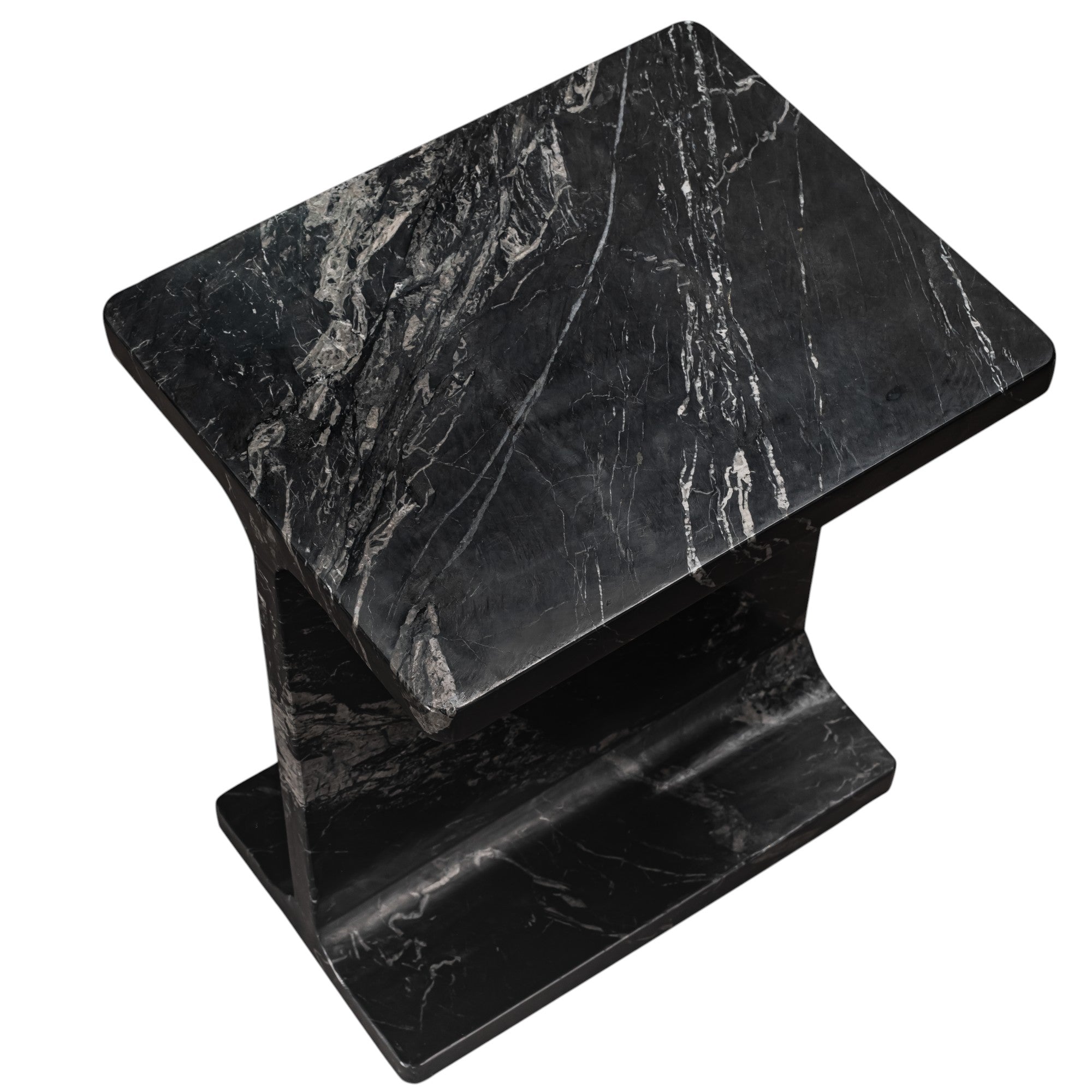 20" Black Marble Pedestal End Table