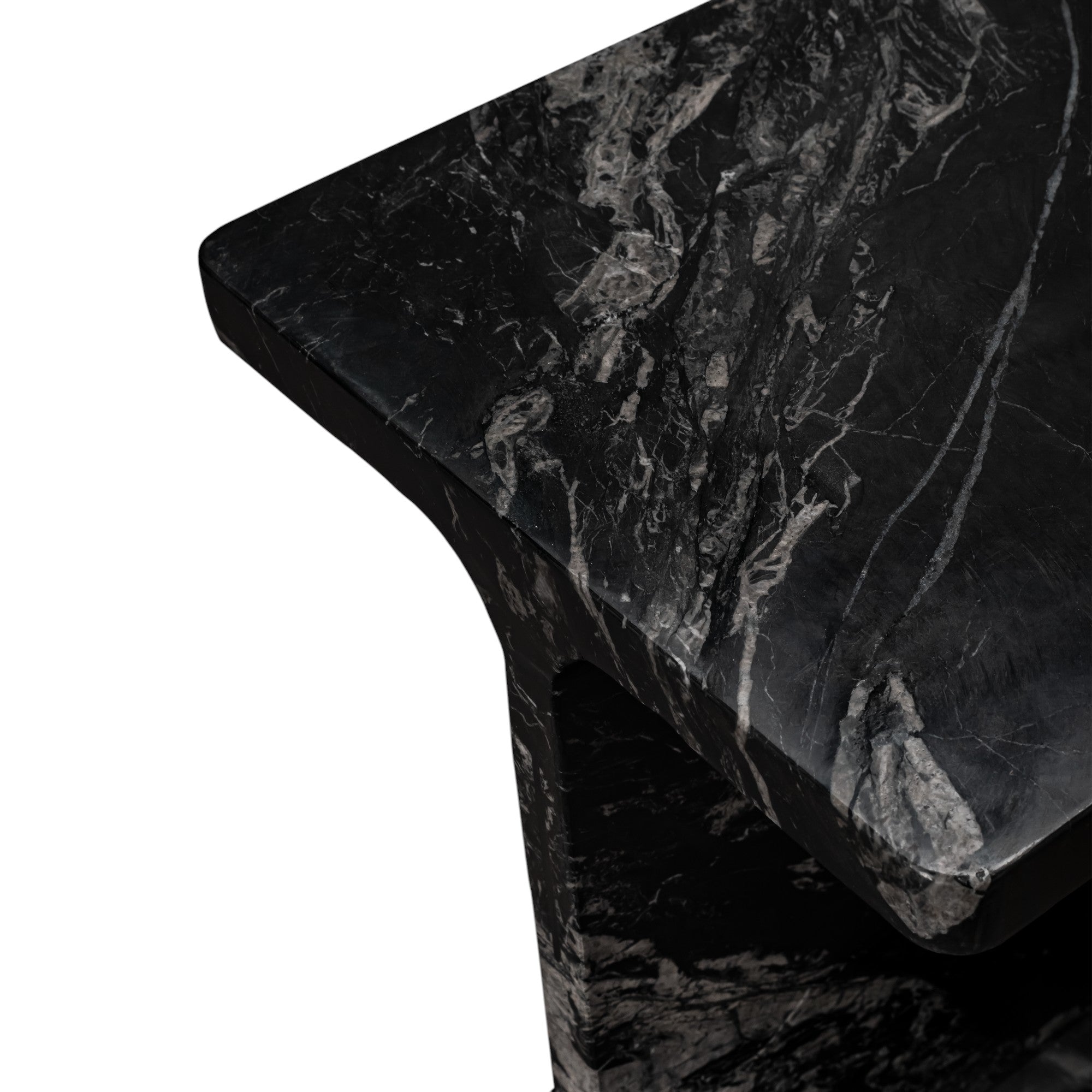 20" Black Marble Pedestal End Table
