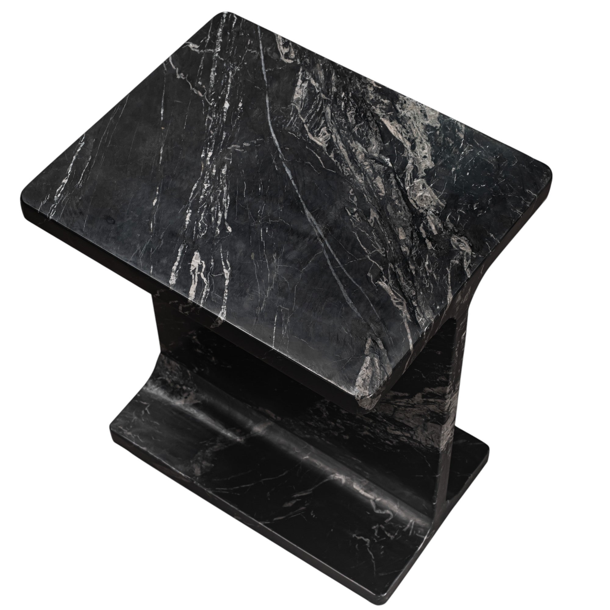 20" Black Marble Pedestal End Table