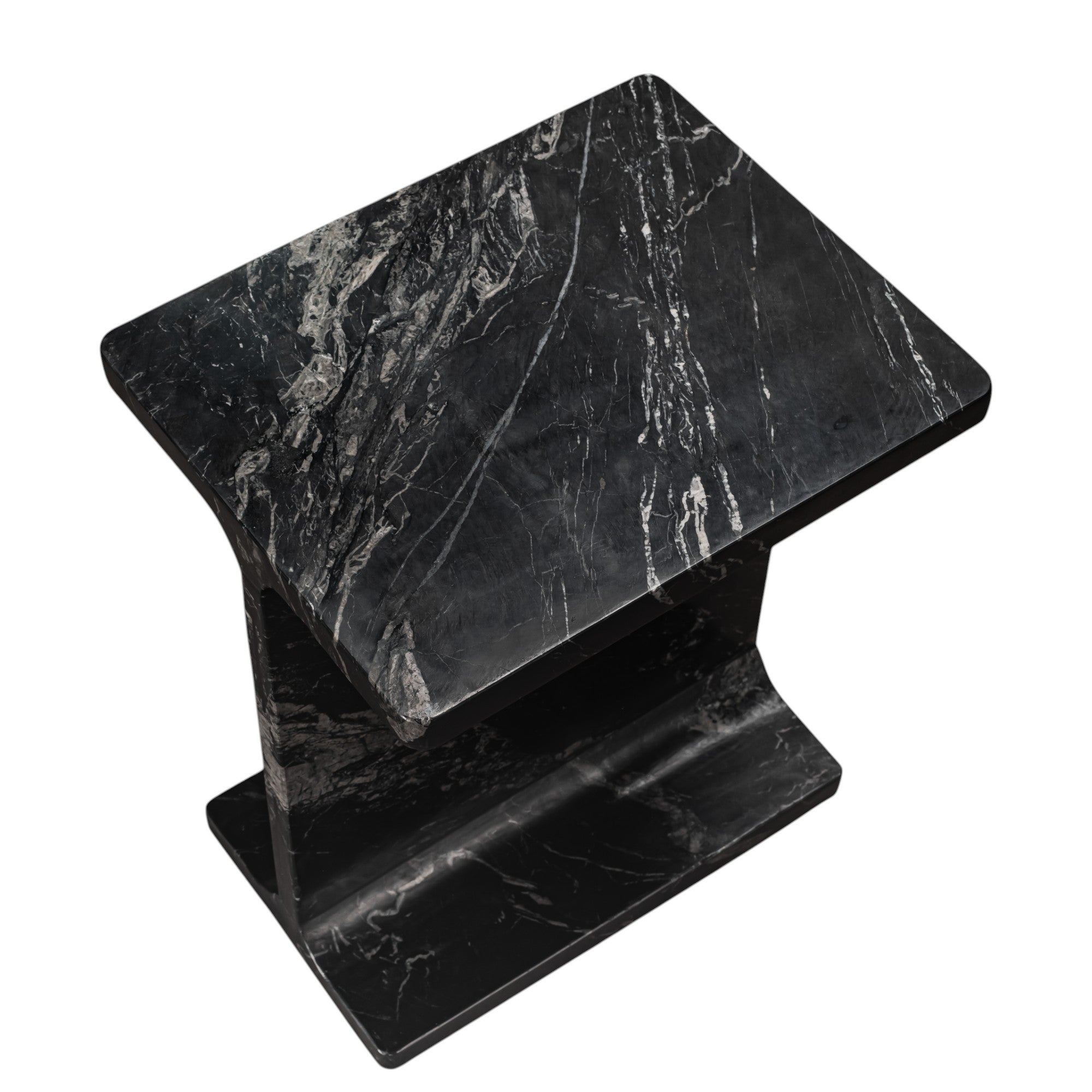 20" Black Marble Pedestal End Table