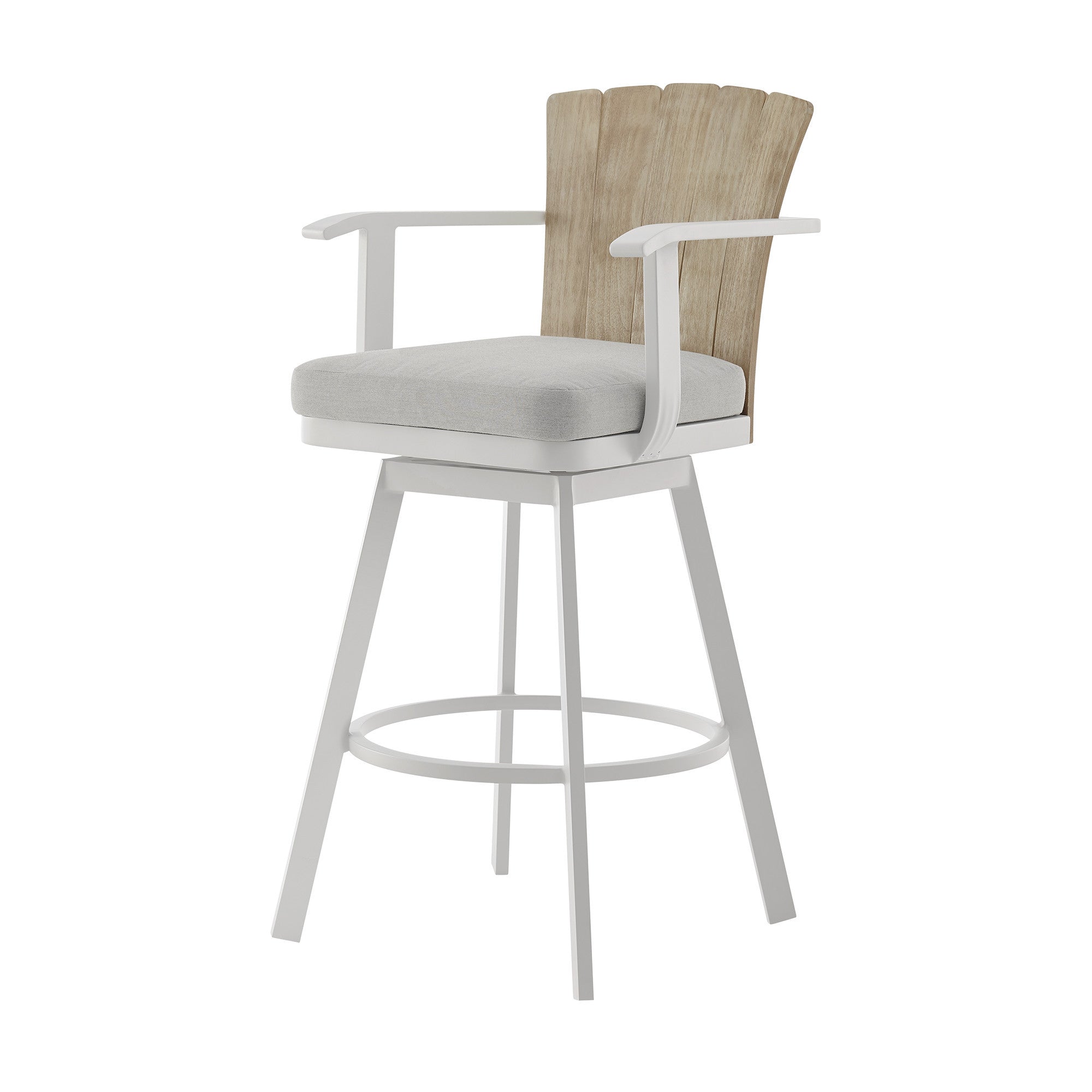 40" Gray Metal Swivel Outdoor Counter Height Bar chair with Footrest