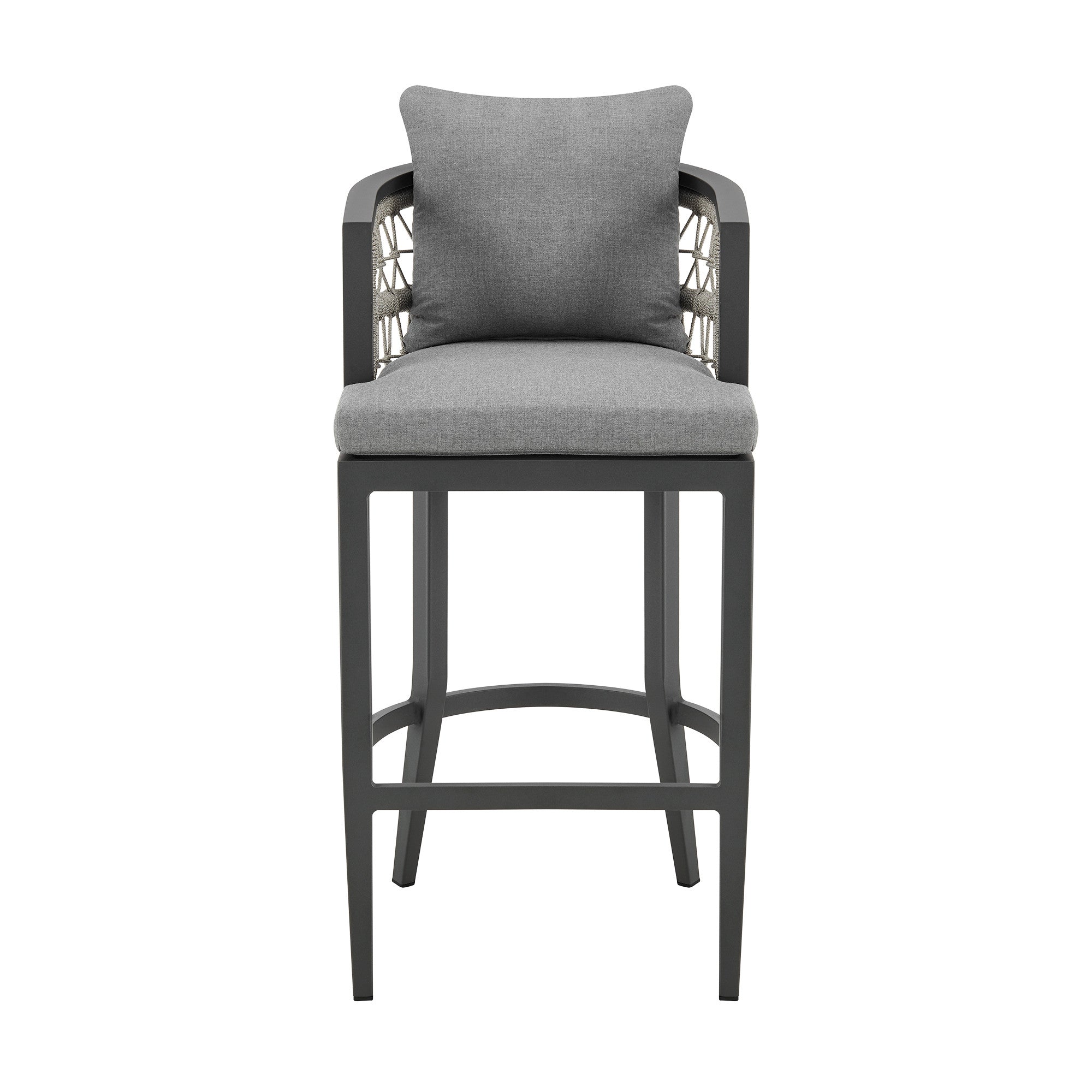 37" Gray Metal Outdoor Counter Height Bar chair with Footrest