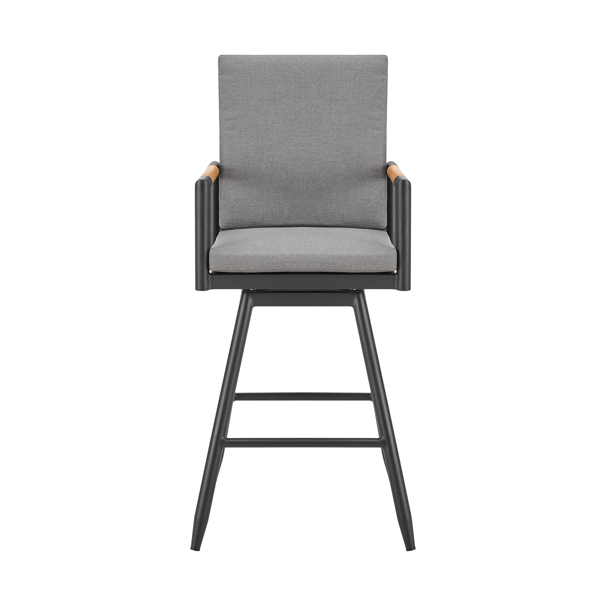 48" Dark Gray Metal Swivel Outdoor Bar Height chair with Footrest