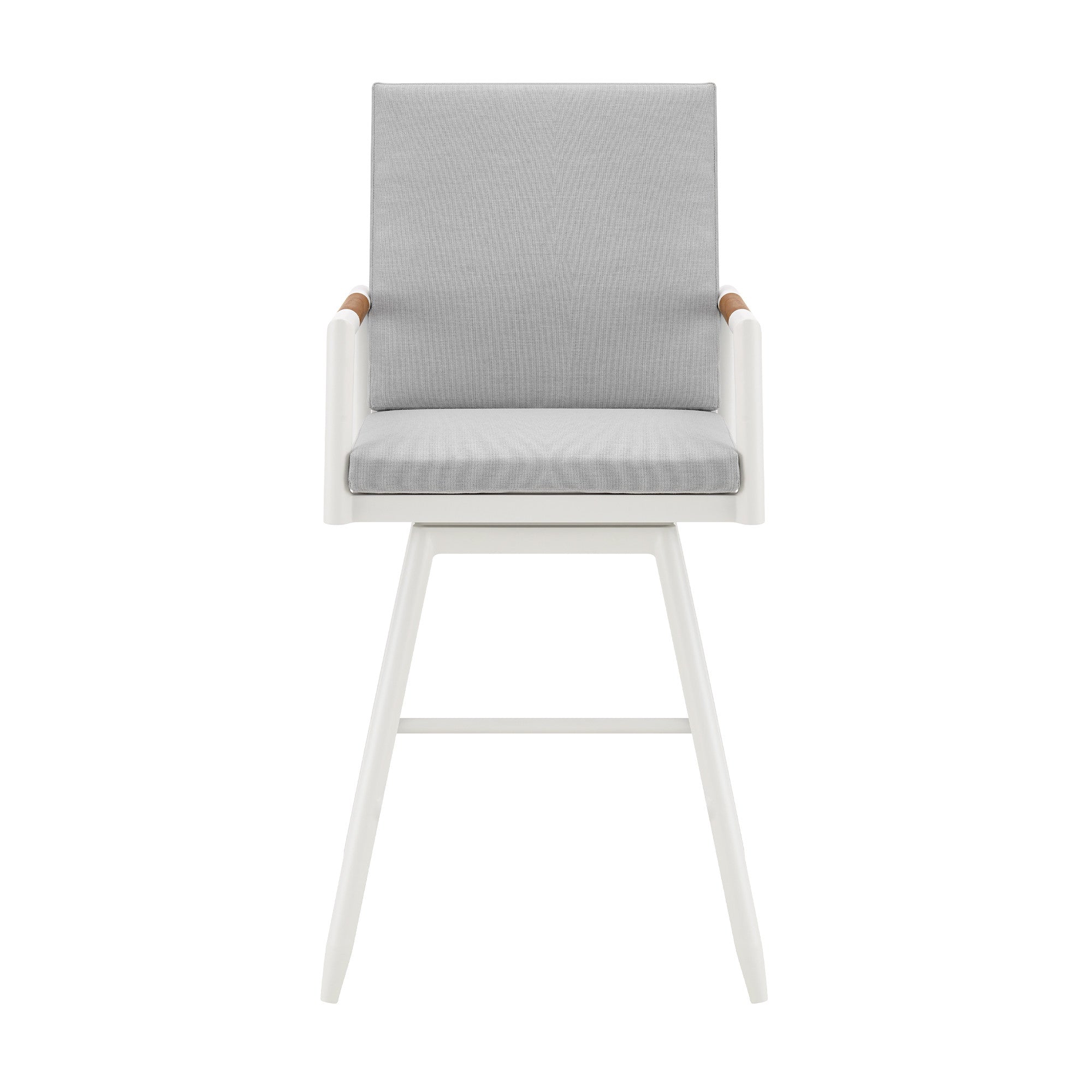 48" Light Gray Metal Swivel Outdoor Bar Height chair with Footrest