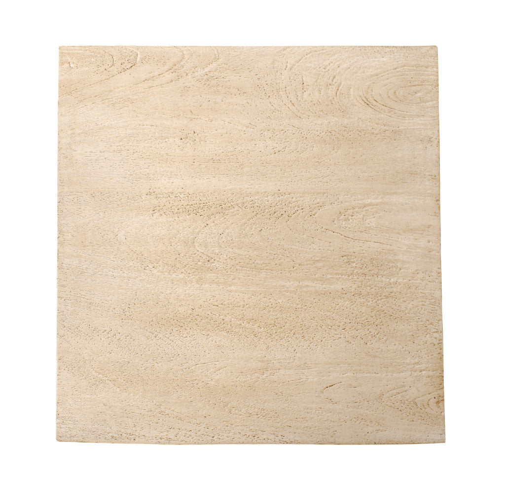 20" Natural Distressed Solid Wood Square Block End Table