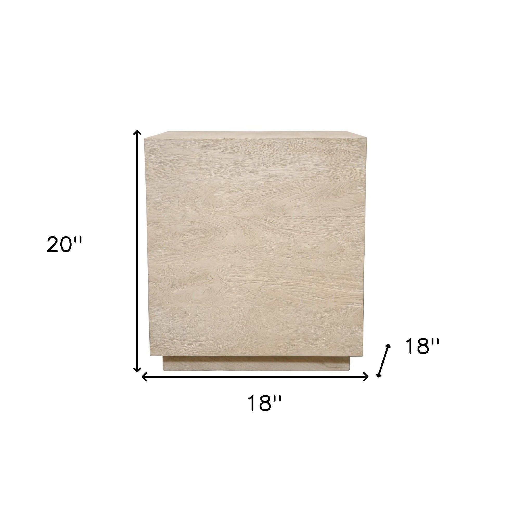 20" Natural Distressed Solid Wood Square Block End Table