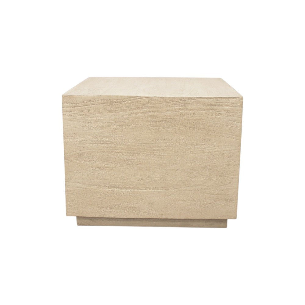 16" Natural Distressed Solid Wood Square Block End Table