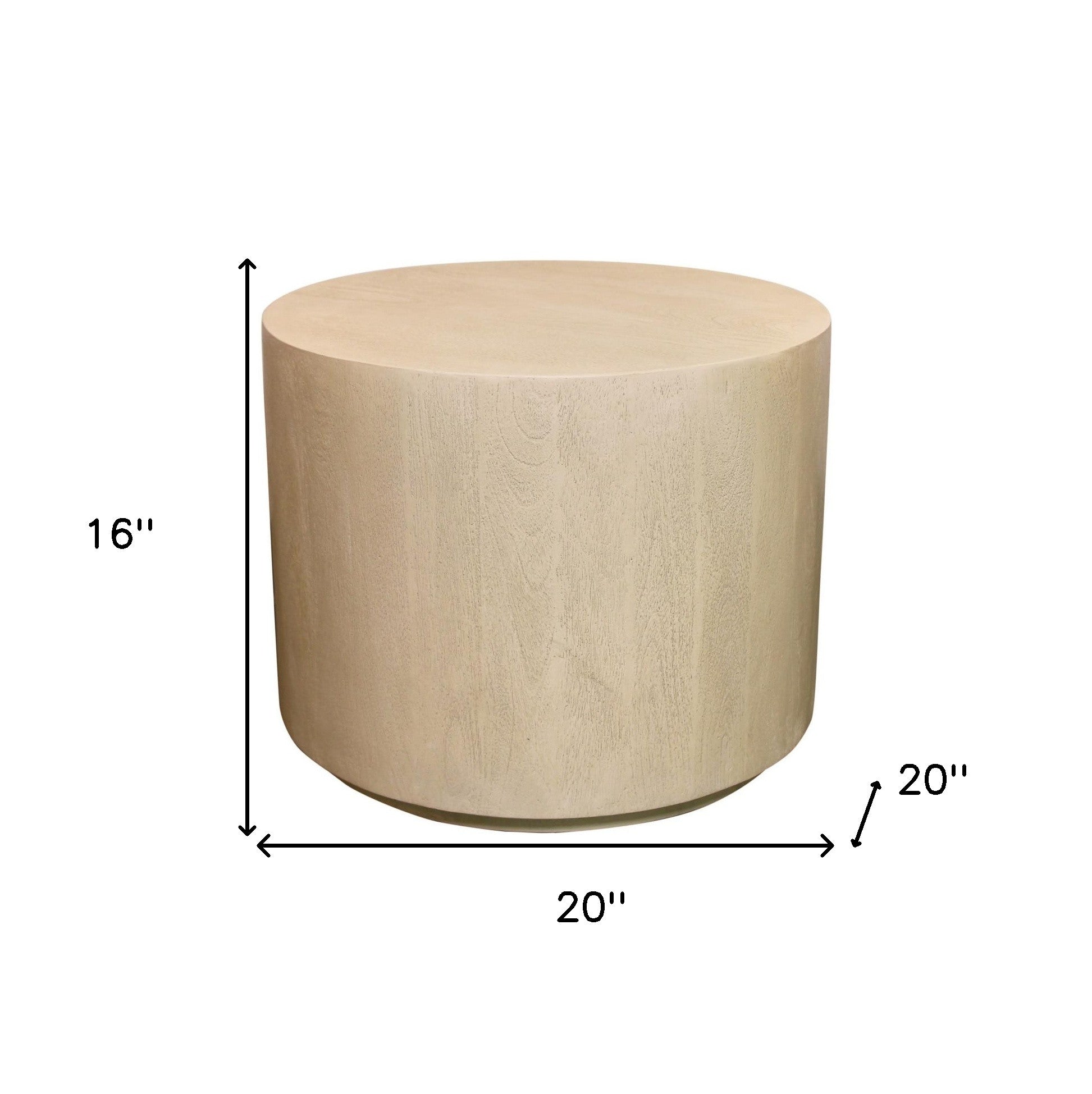 16" Natural Distressed Solid Wood Round End Table