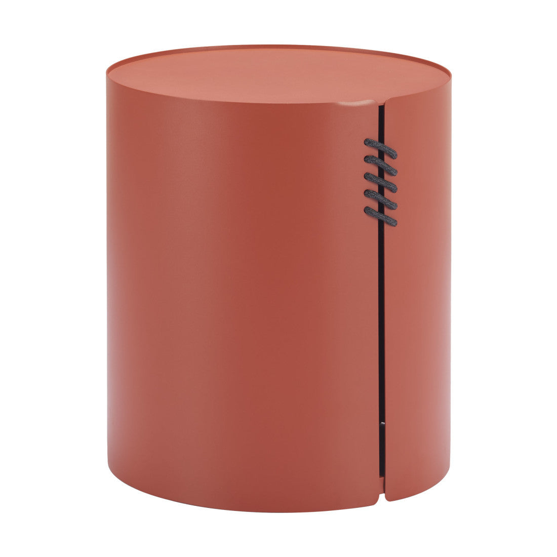 19" Brown Aluminum Round Drum End Table