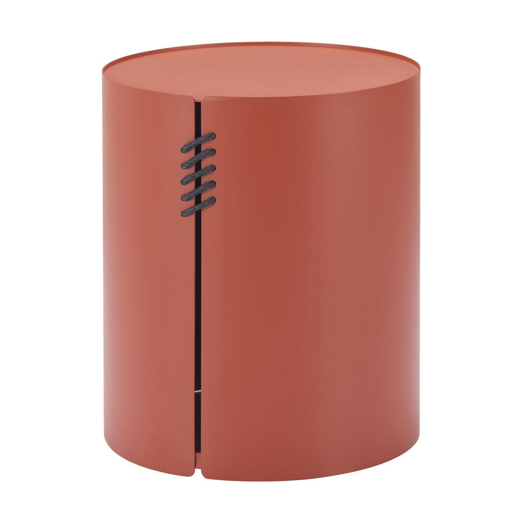 19" Brown Aluminum Round Drum End Table
