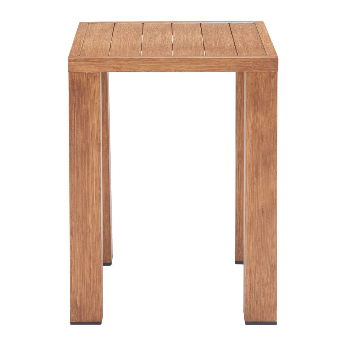 16" Brown Faux Wood Look Aluminum Outdoor Side Table