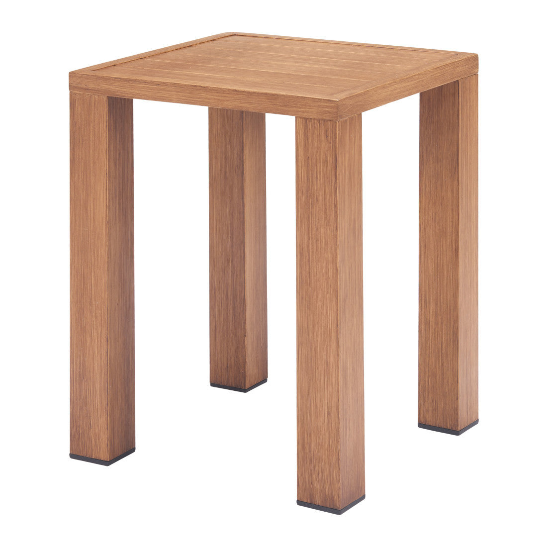 16" Brown Faux Wood Look Aluminum Outdoor Side Table