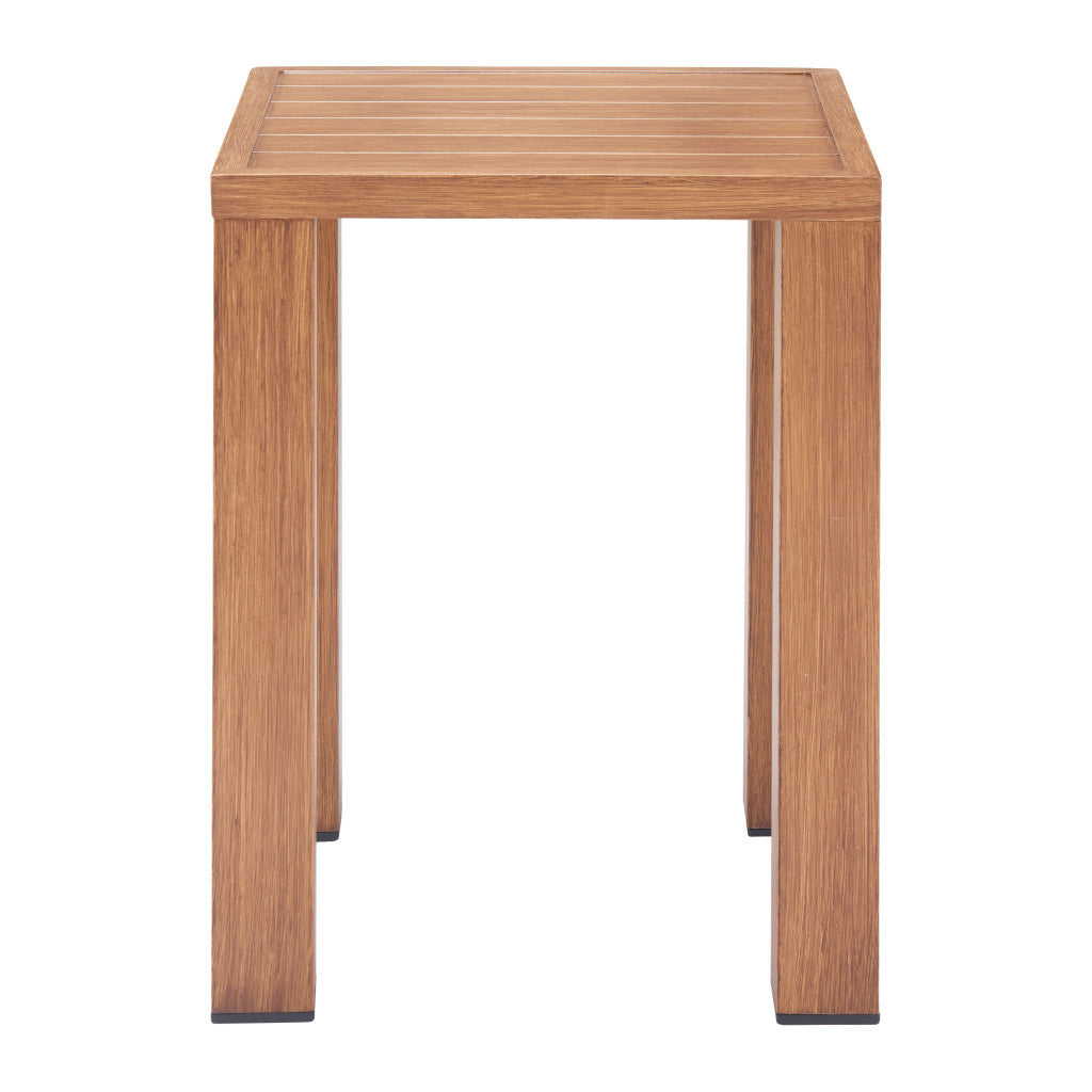 16" Brown Faux Wood Look Aluminum Outdoor Side Table