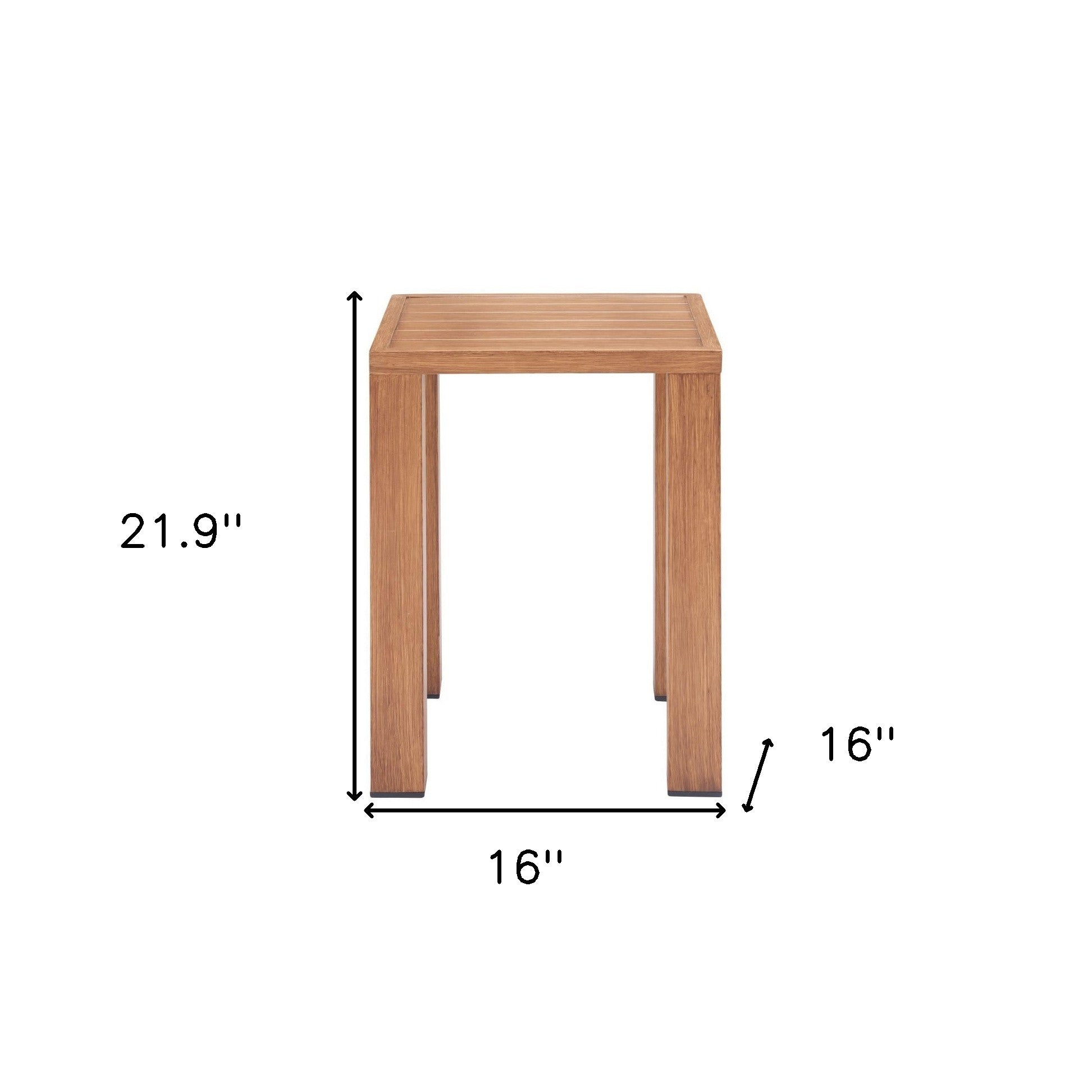16" Brown Faux Wood Look Aluminum Outdoor Side Table