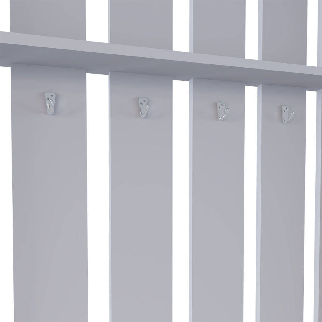 68" Gray Wood Four Hook Coat And Shoe Rack