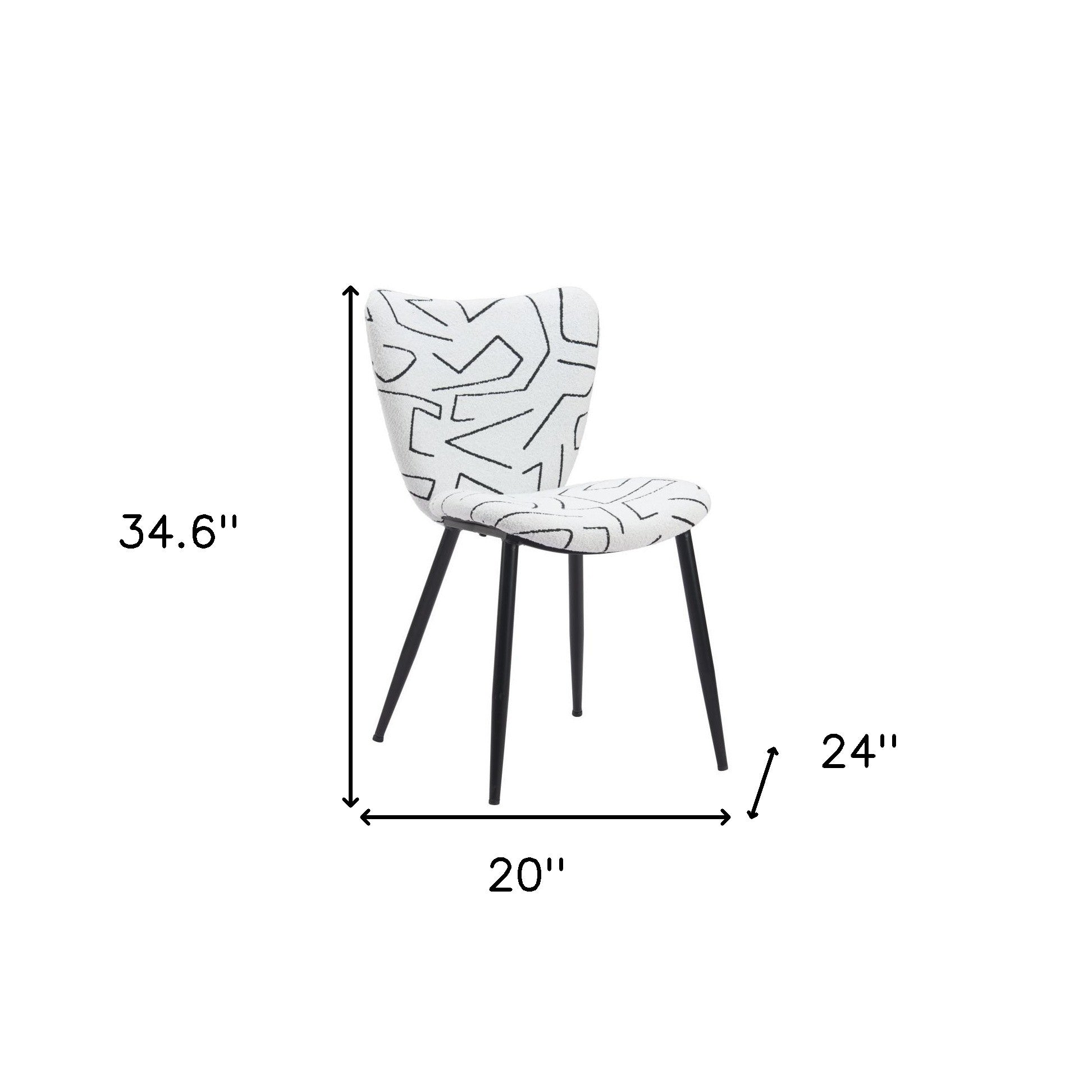 Set of Two White and Black Upholstered Faux Shearling Dining Side Chairs