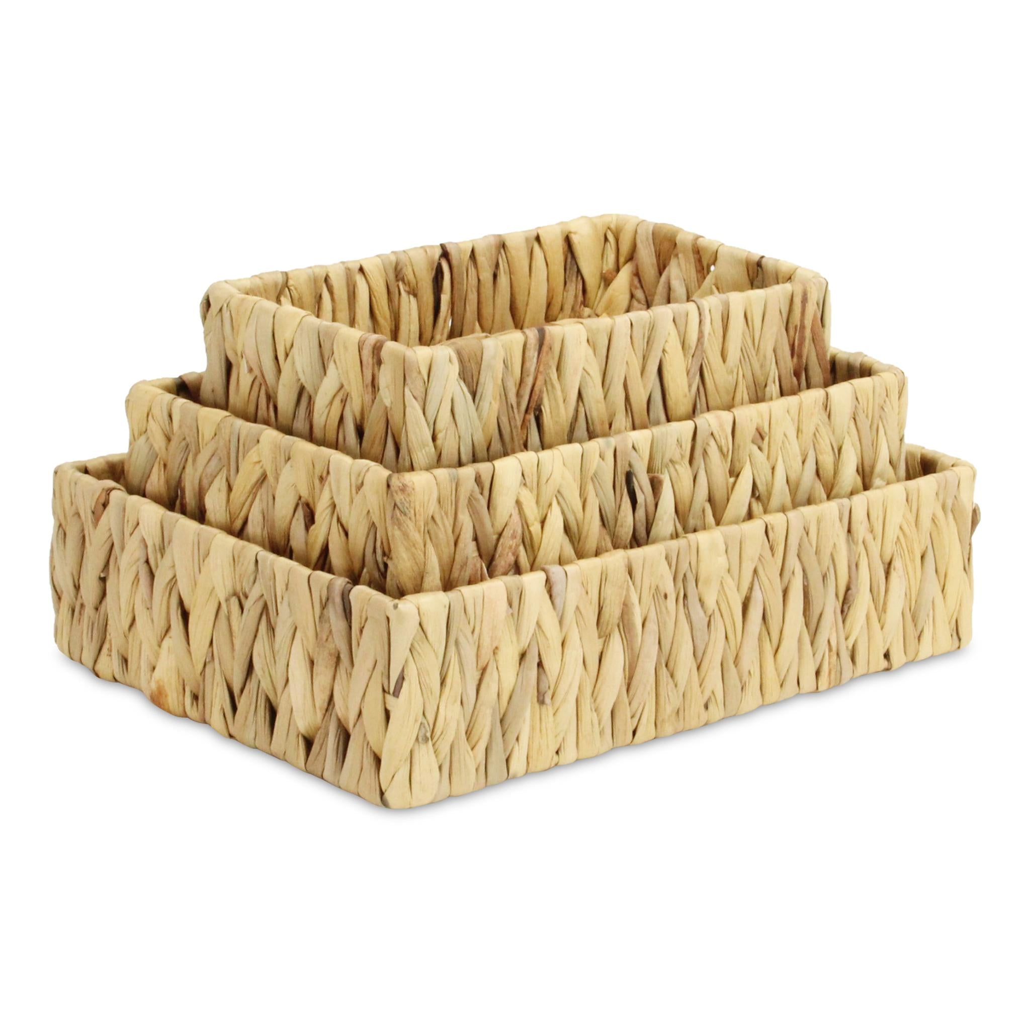 Set of Three Natural Water Hyacinth Baskets