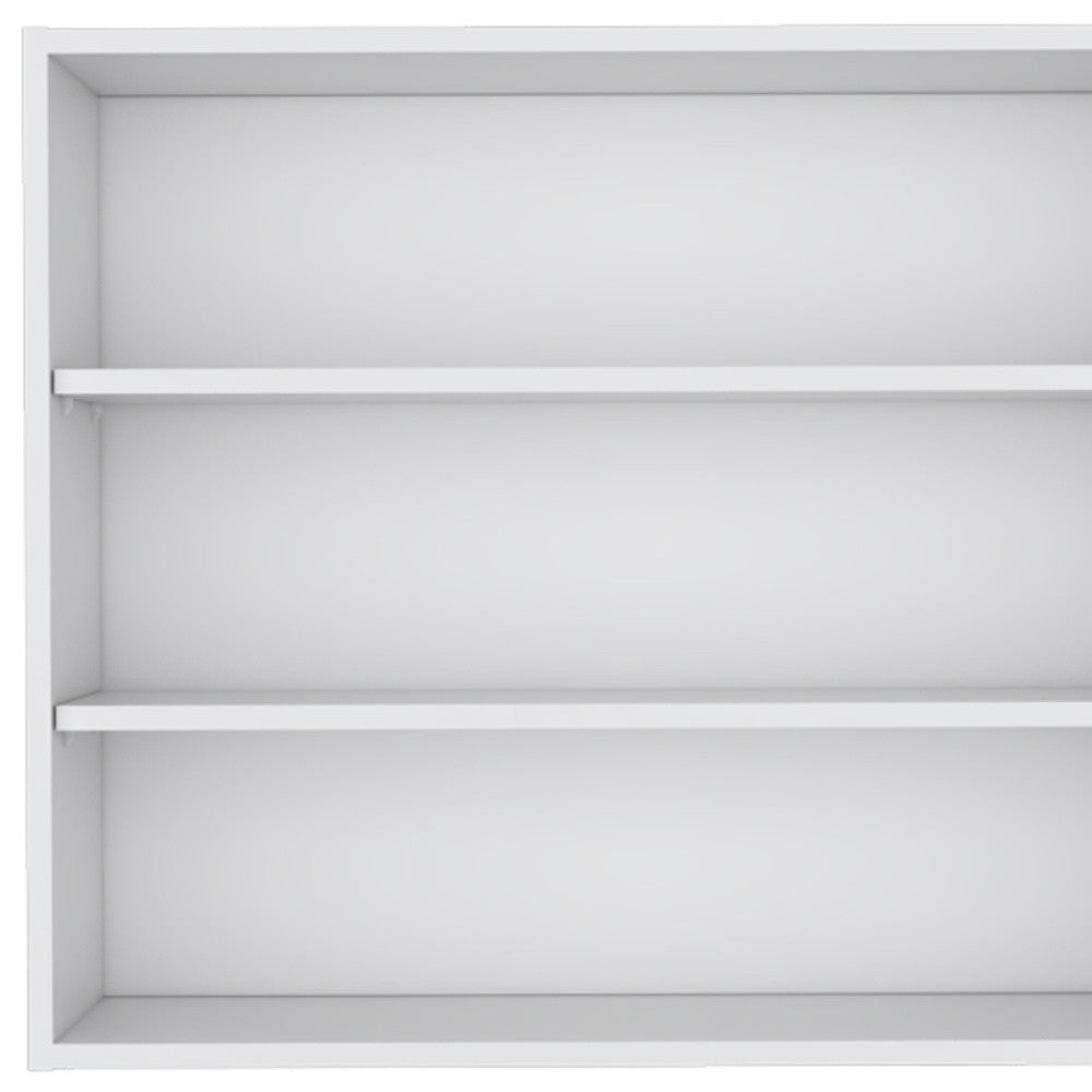 36" White Wood Three Tier Wall Mounted Floating Shelf