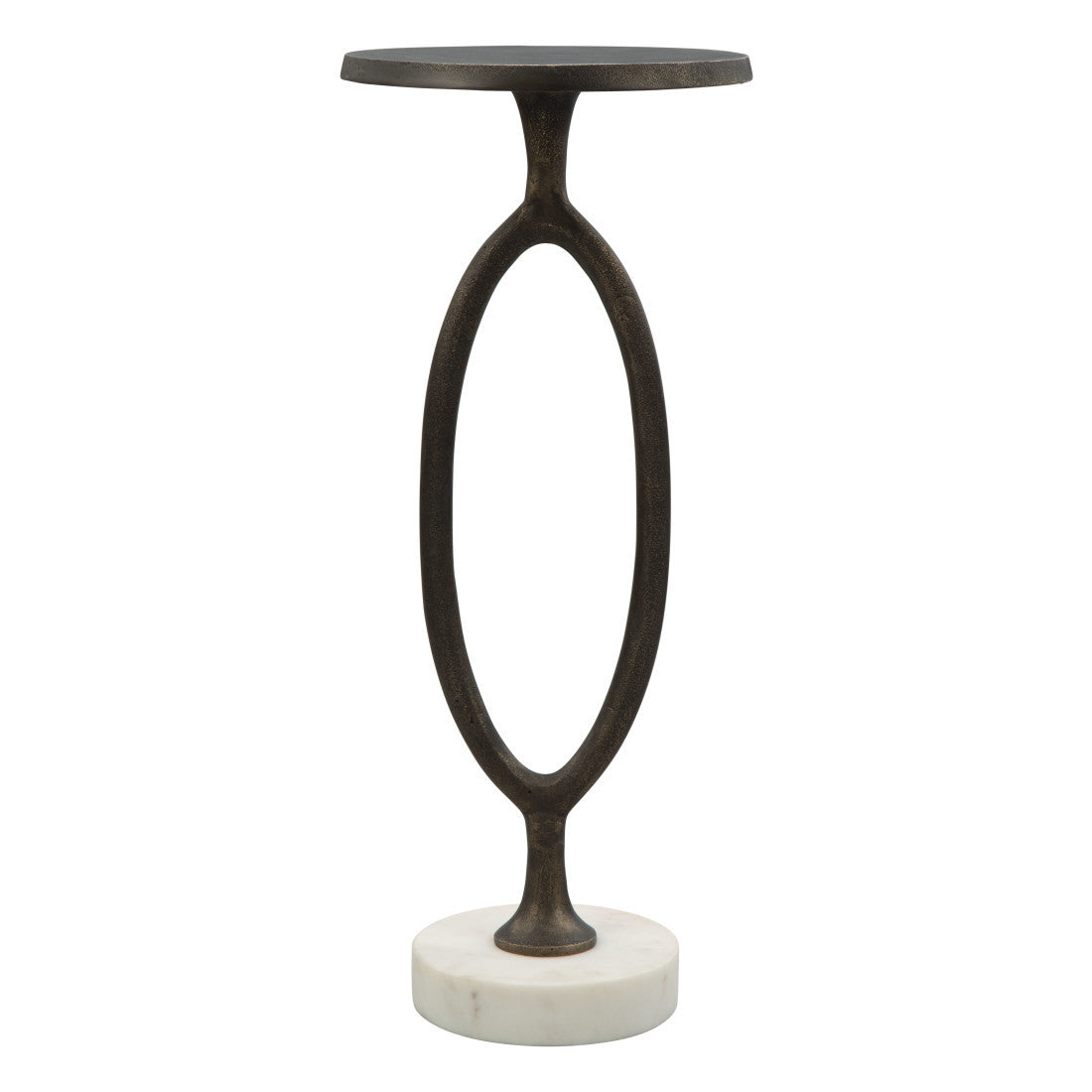 25" Bronze And White Aluminum Round Pedestal End Table
