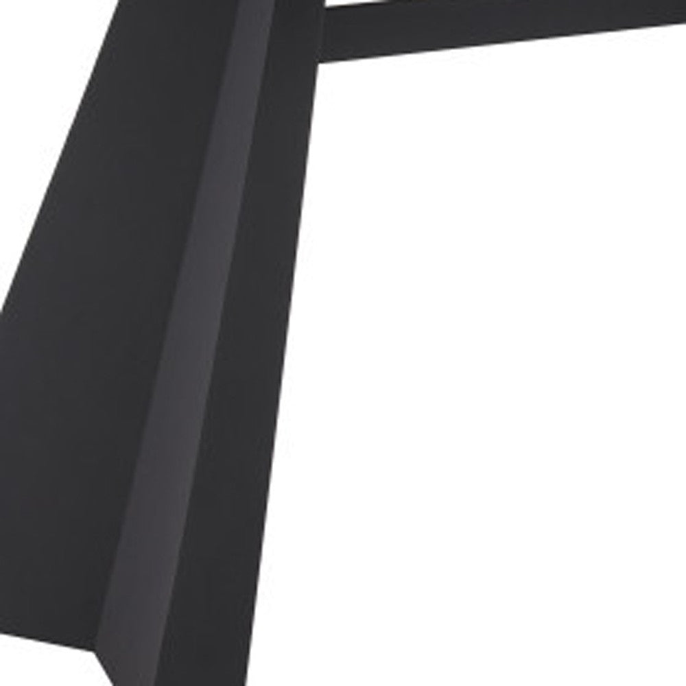 79" White and Black Sintered Stone and Steel Double Pedestal Base Dining Table