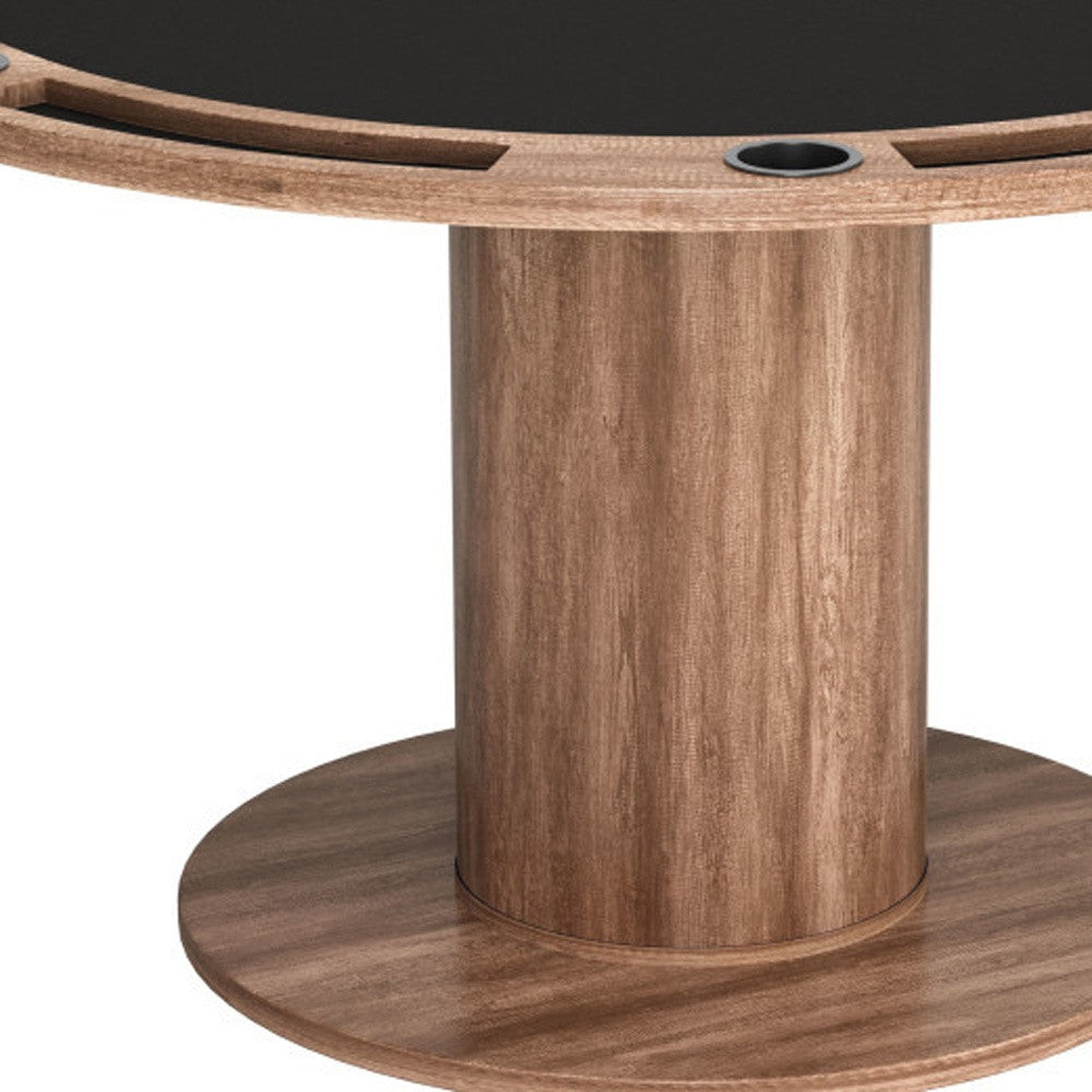 54" Natural And Black Round Convertible Game Table