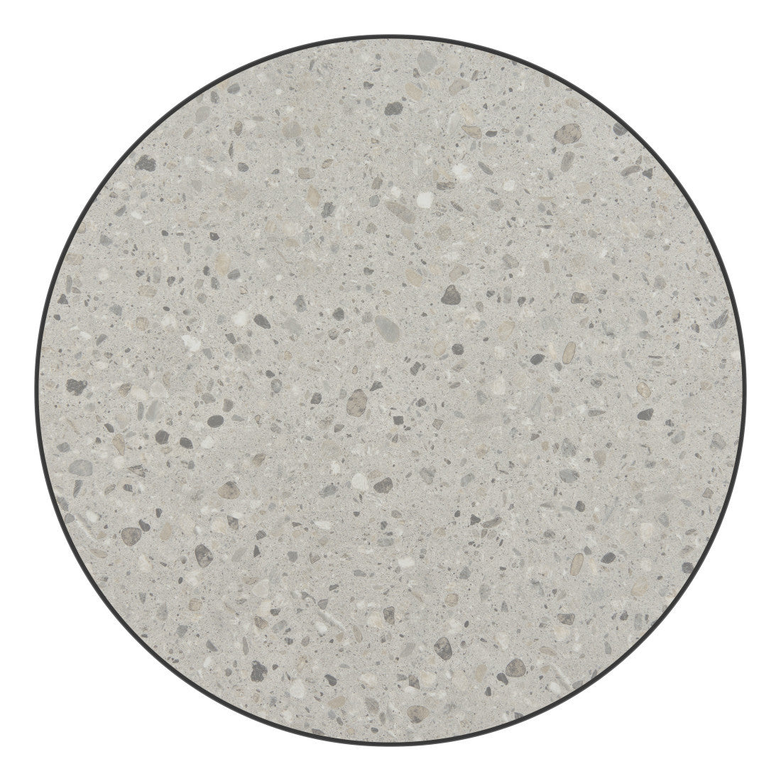 24" Gray and Bronze Wood and Steel Pedestal Base Round Top Dining Table