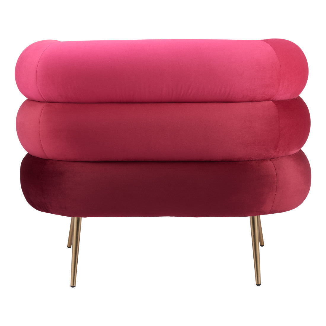 41" Red And Gold Velvet And Upholstered Arm Chair