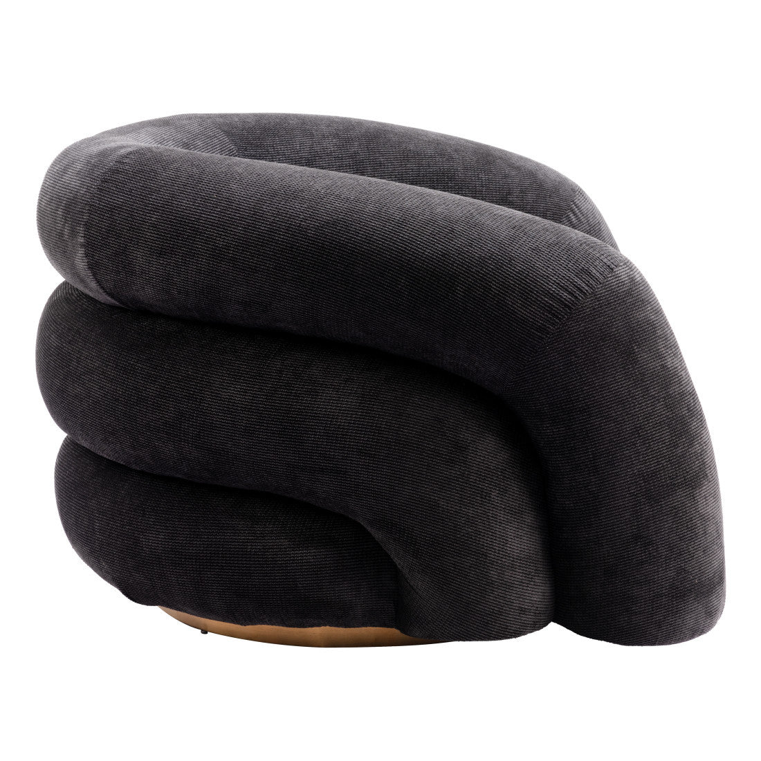 37" Black And Gold Faux Shearling And Upholstered Arm Chair