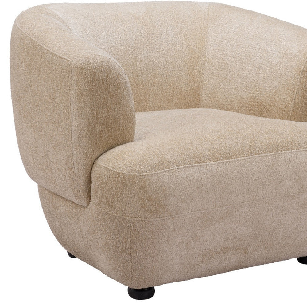 39" Beige And Black Faux Shearling And Upholstered Arm Chair